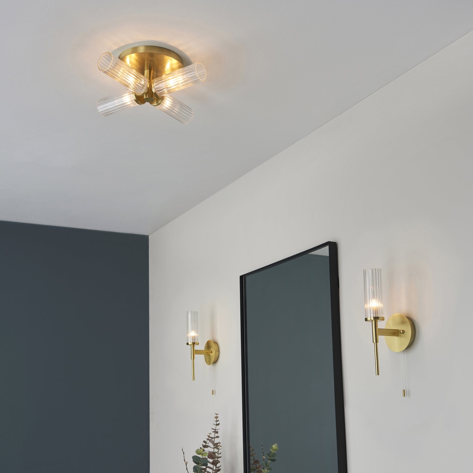 Endon Talo 4 Light Semi Flush - Satin Brass