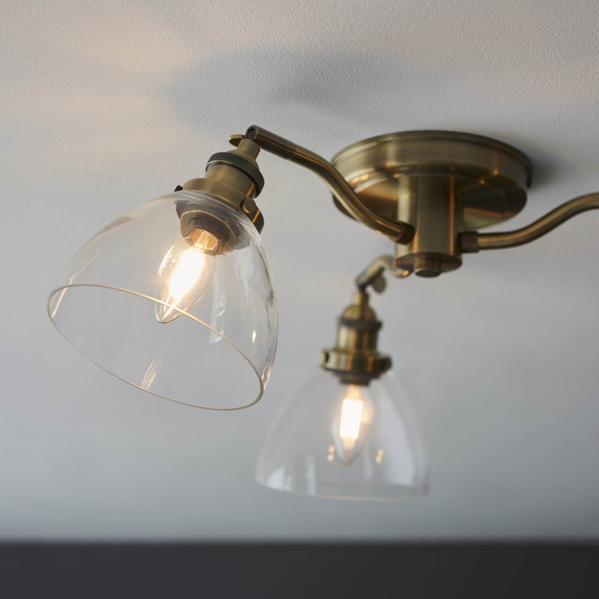 Endon Hansen 3 Light Semi Flush - Antique Brass