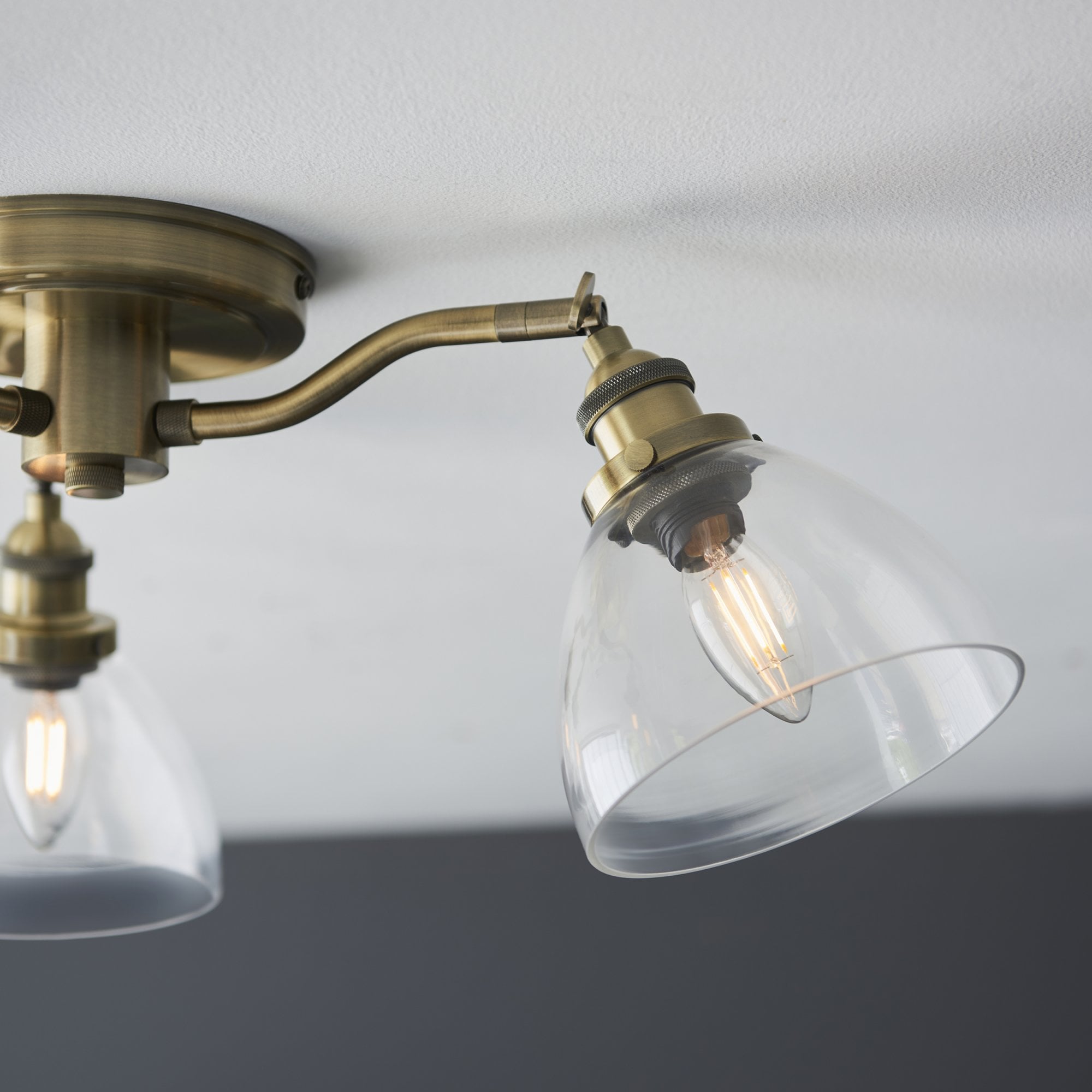 Endon Hansen 3 Light Semi Flush - Antique Brass