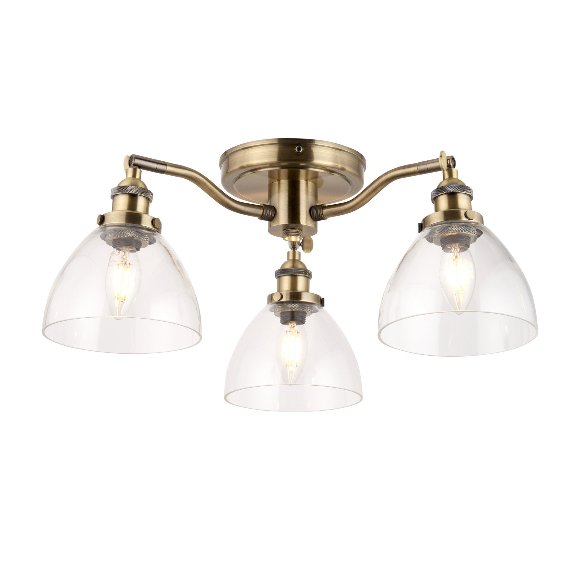 Endon Hansen 3 Light Semi Flush - Antique Brass