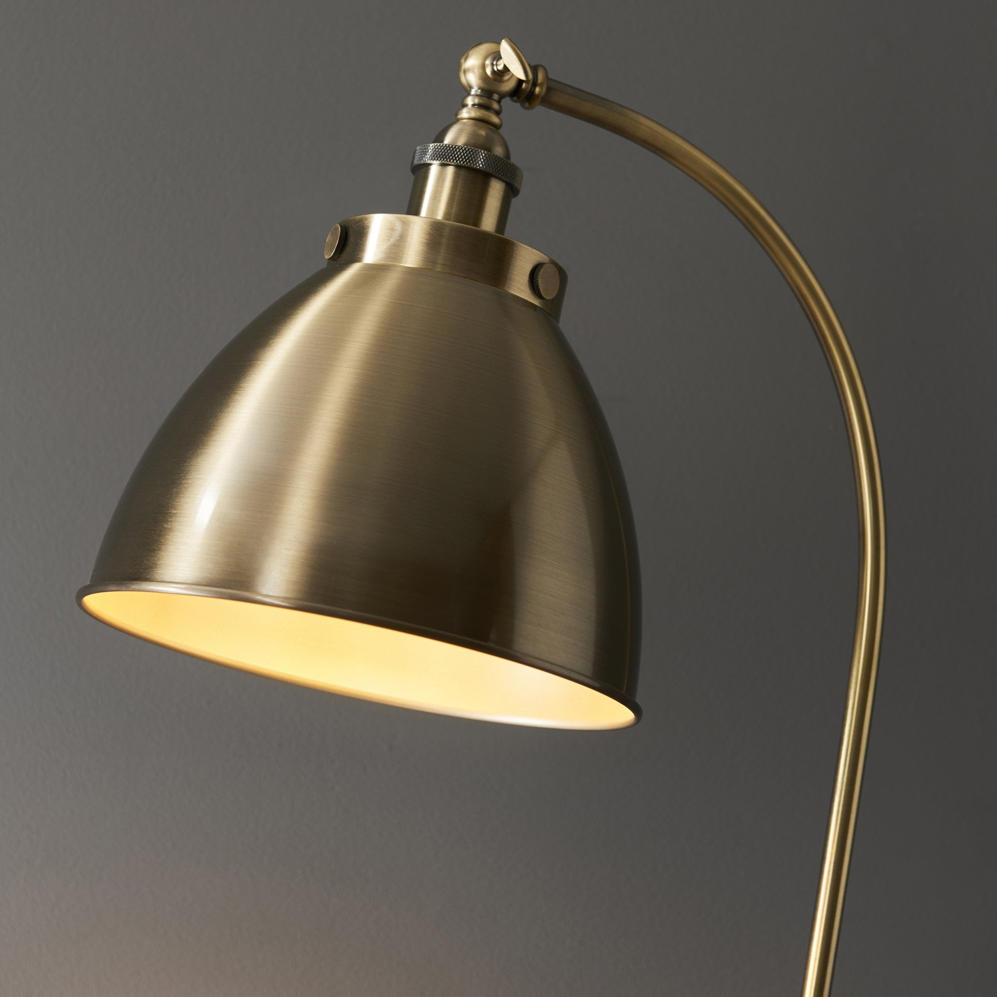 Endon Franklin Task Floor Lamp - Matt Black & Antique Brass