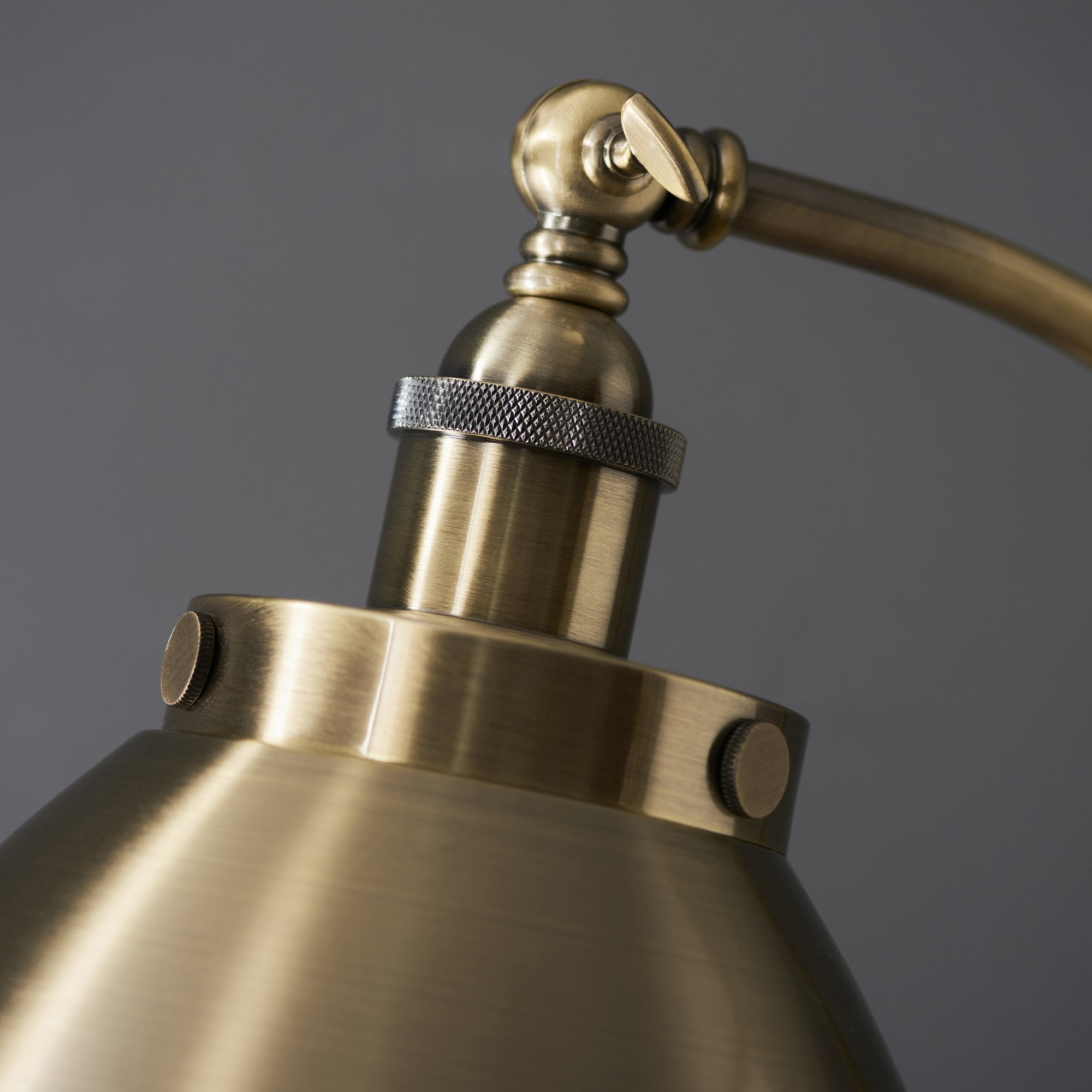 Endon Franklin Task Floor Lamp - Matt Black & Antique Brass