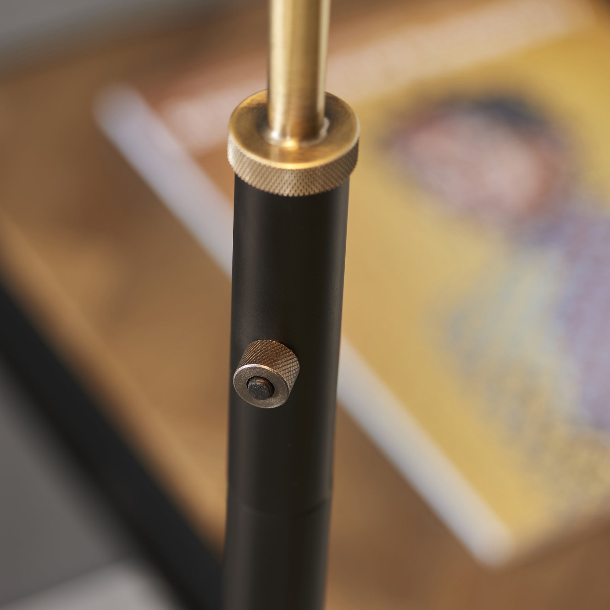 Endon Franklin Task Floor Lamp - Matt Black & Antique Brass