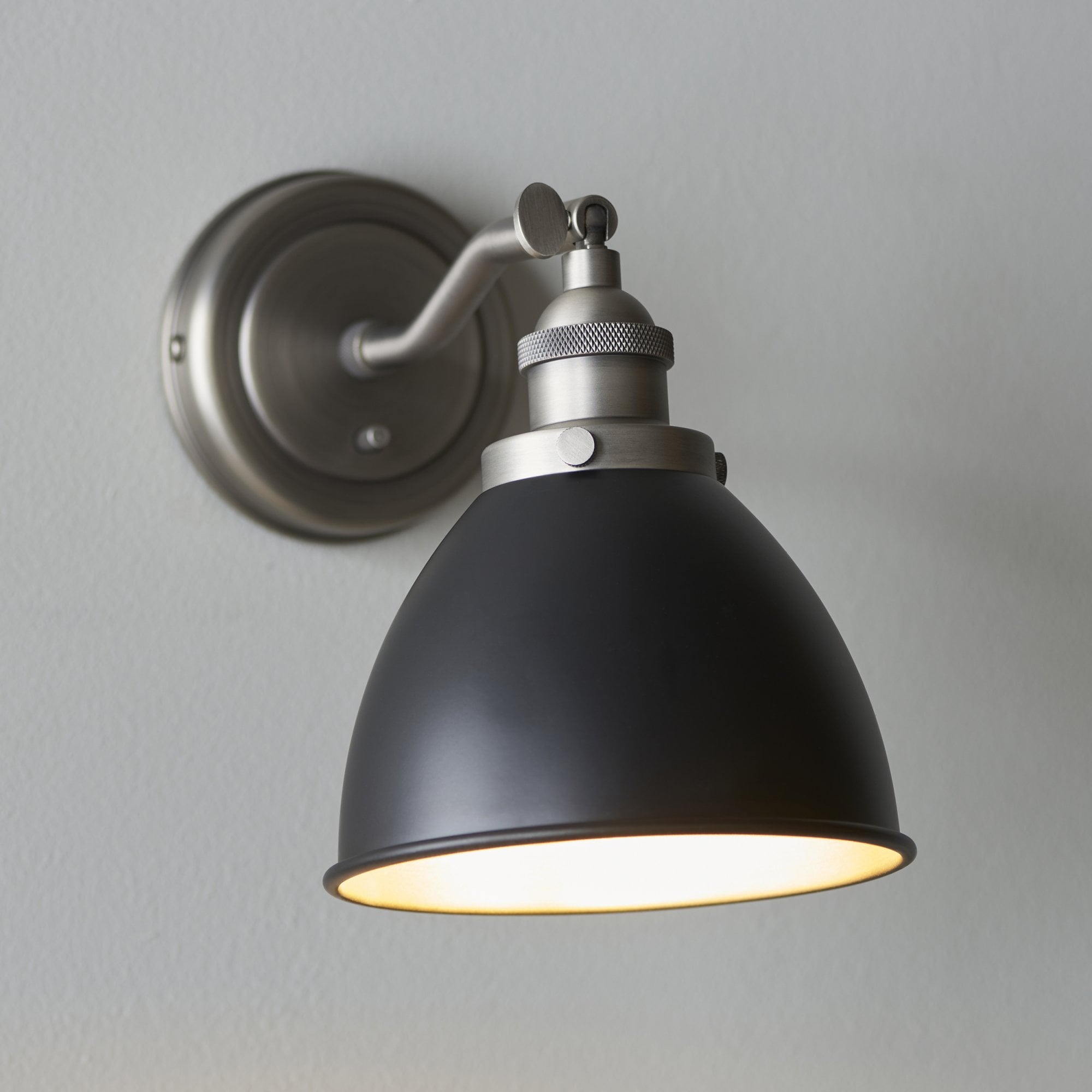 Endon Franklin Single Wall Light - Matt Black & Aged Pewter