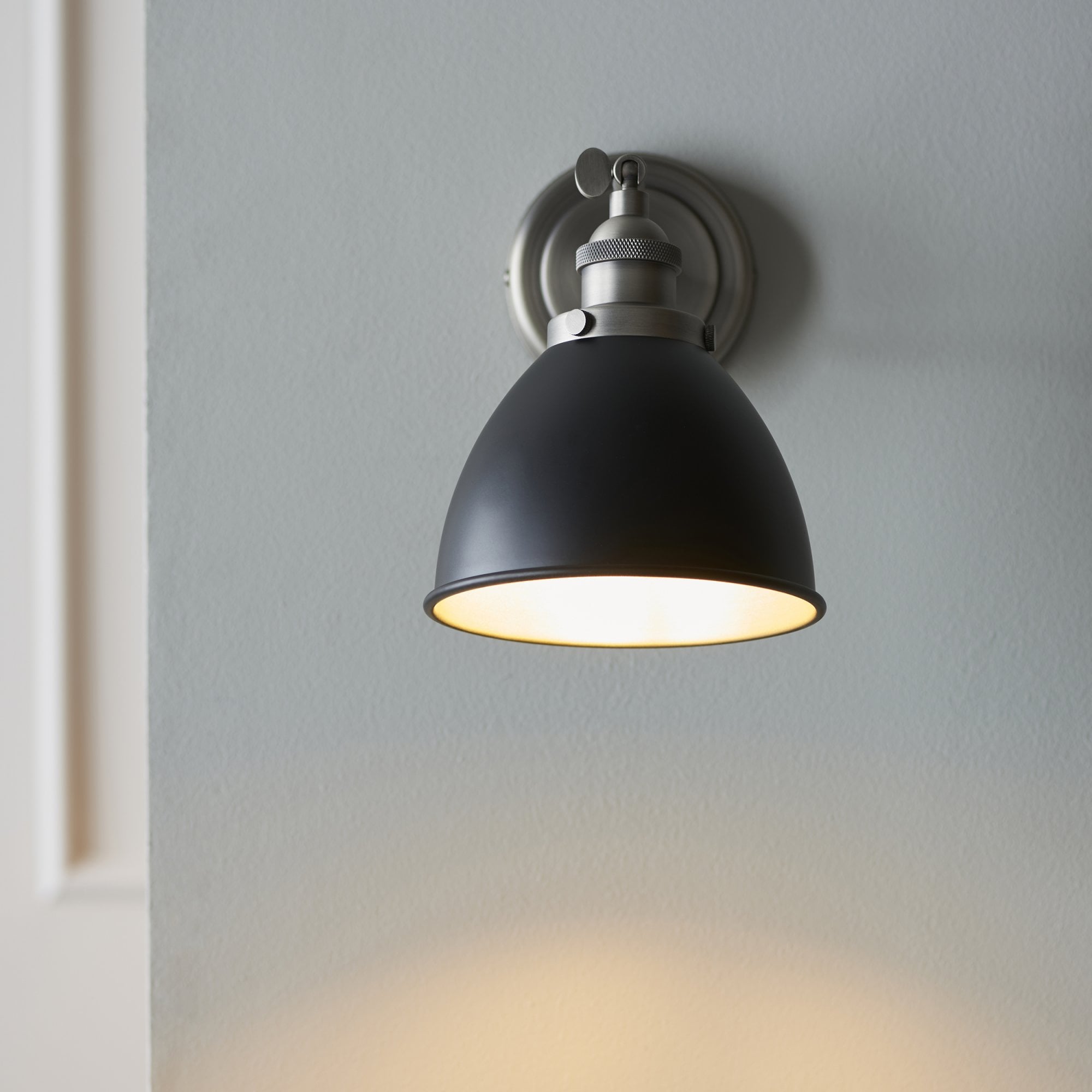 Endon Franklin Single Wall Light - Matt Black & Aged Pewter