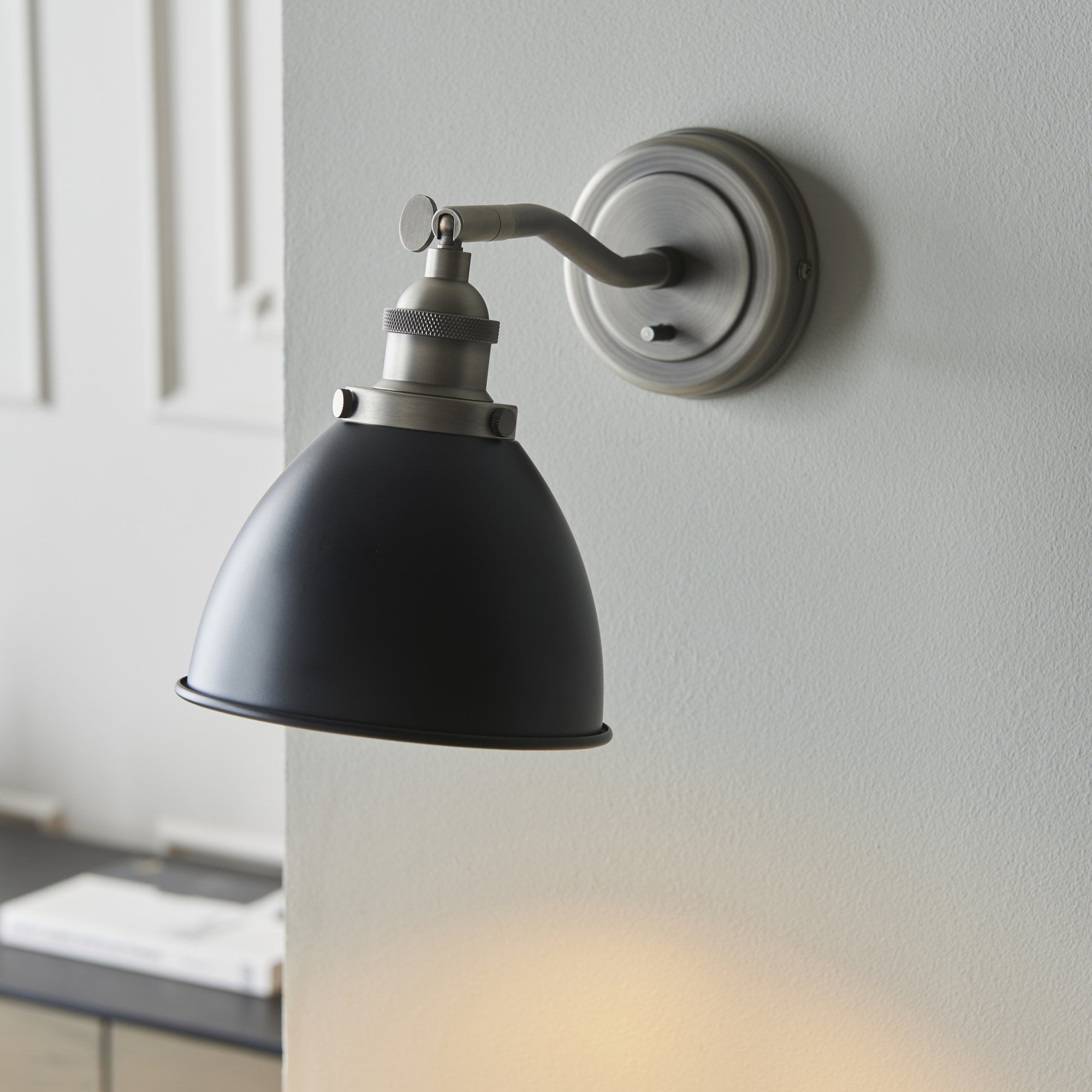 Endon Franklin Single Wall Light - Matt Black & Aged Pewter
