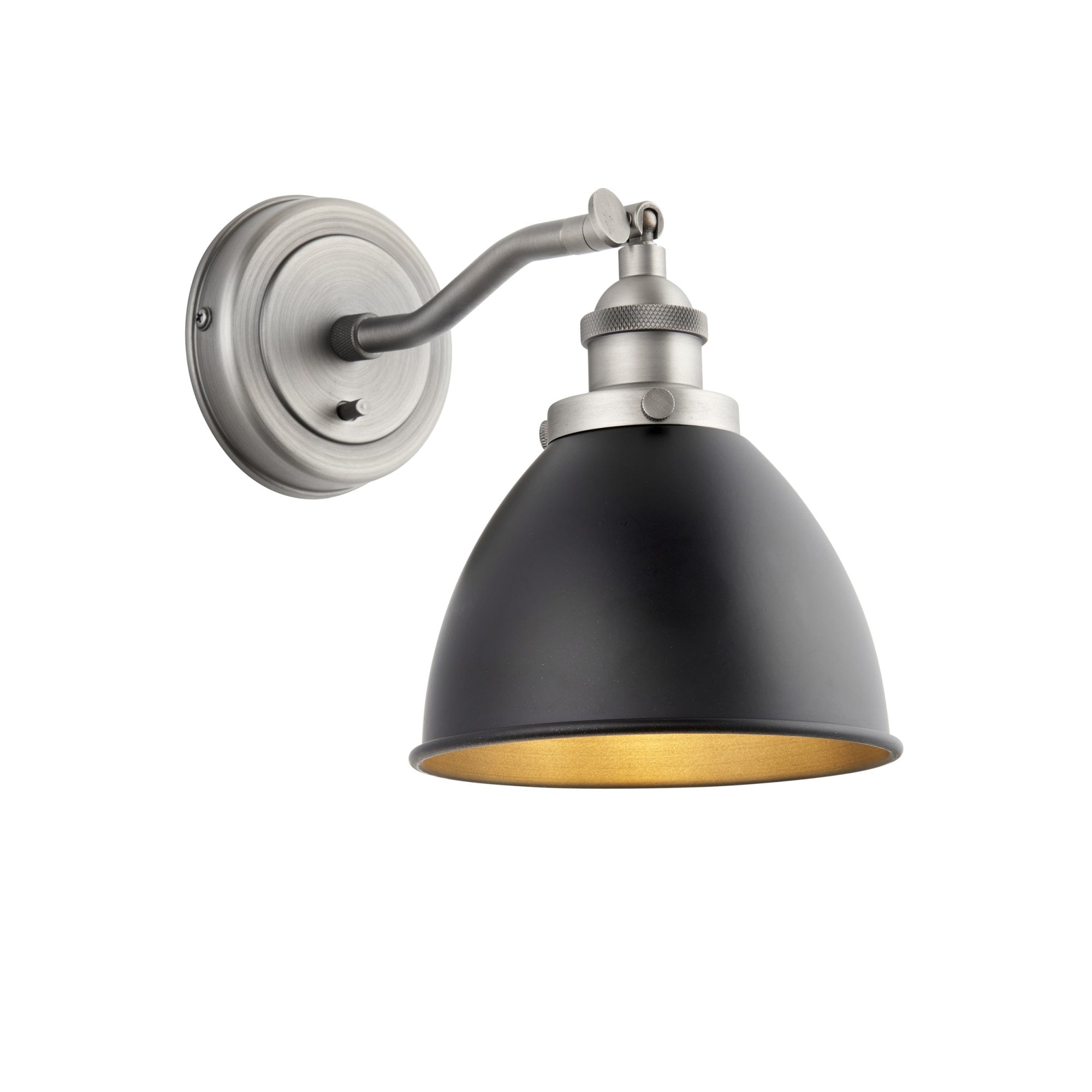 Endon Franklin Single Wall Light - Matt Black & Aged Pewter