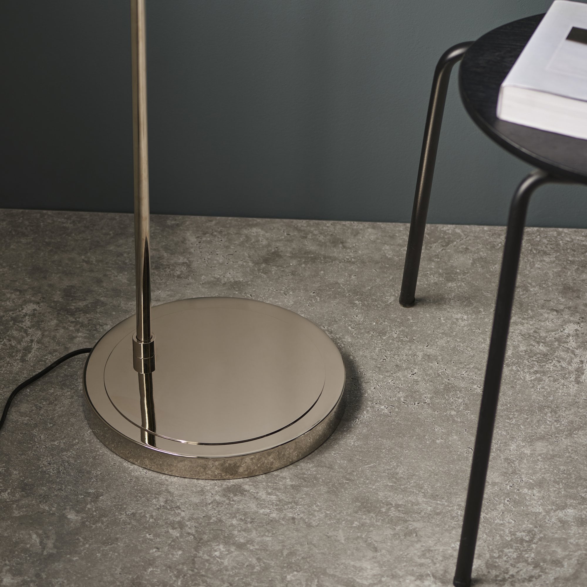 Endon Caspa Task Floor Lamp - Bright Nickel & Smoked Mirror Glass