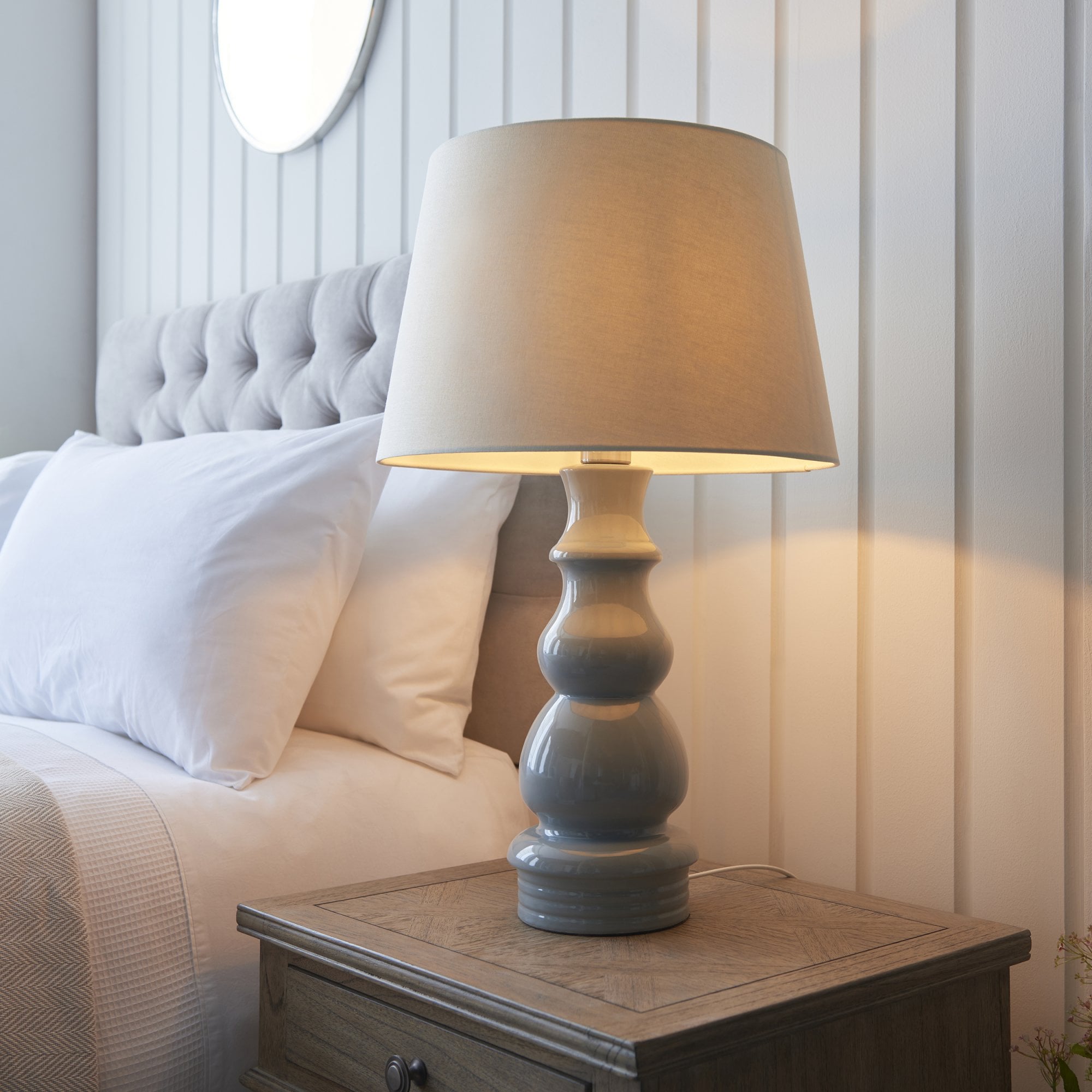 Endon Provence Table Lamp Base - Blue Grey Glaze - Base Only