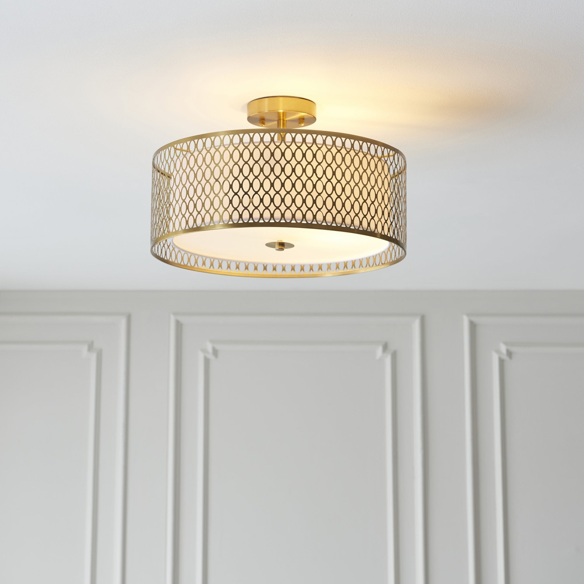 Endon Cordero 3 Light Flush Ceiling - Gold Plate