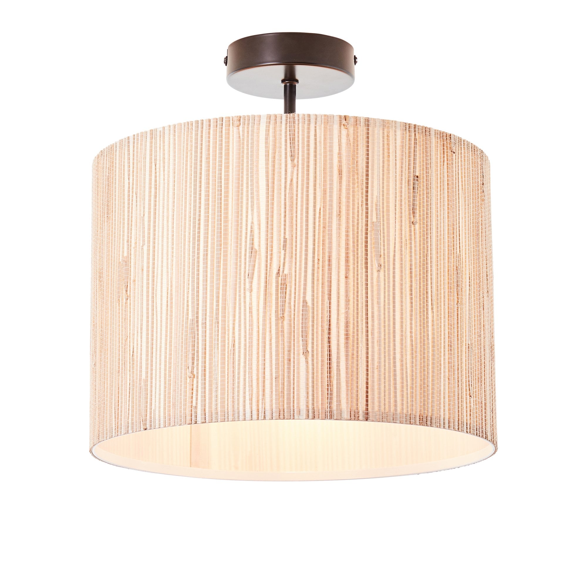Endon Longshore Single Semi Fush Ceiling Light - Woven Seagrass