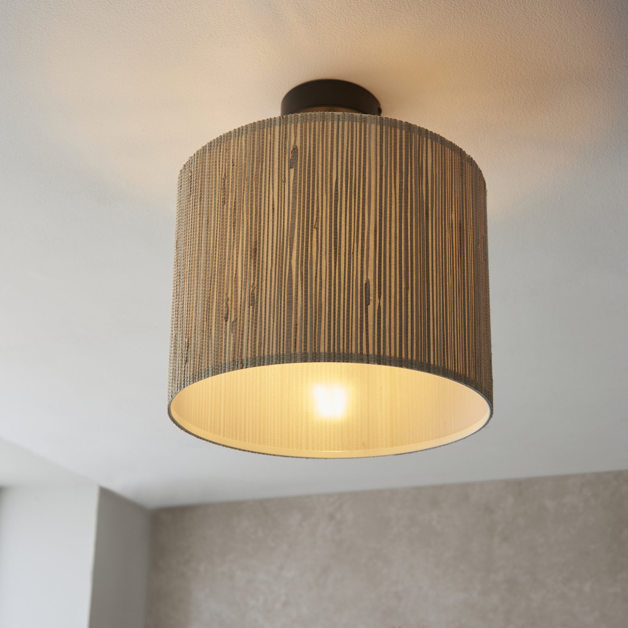 Endon Longshore Single Semi Fush Ceiling Light - Woven Seagrass
