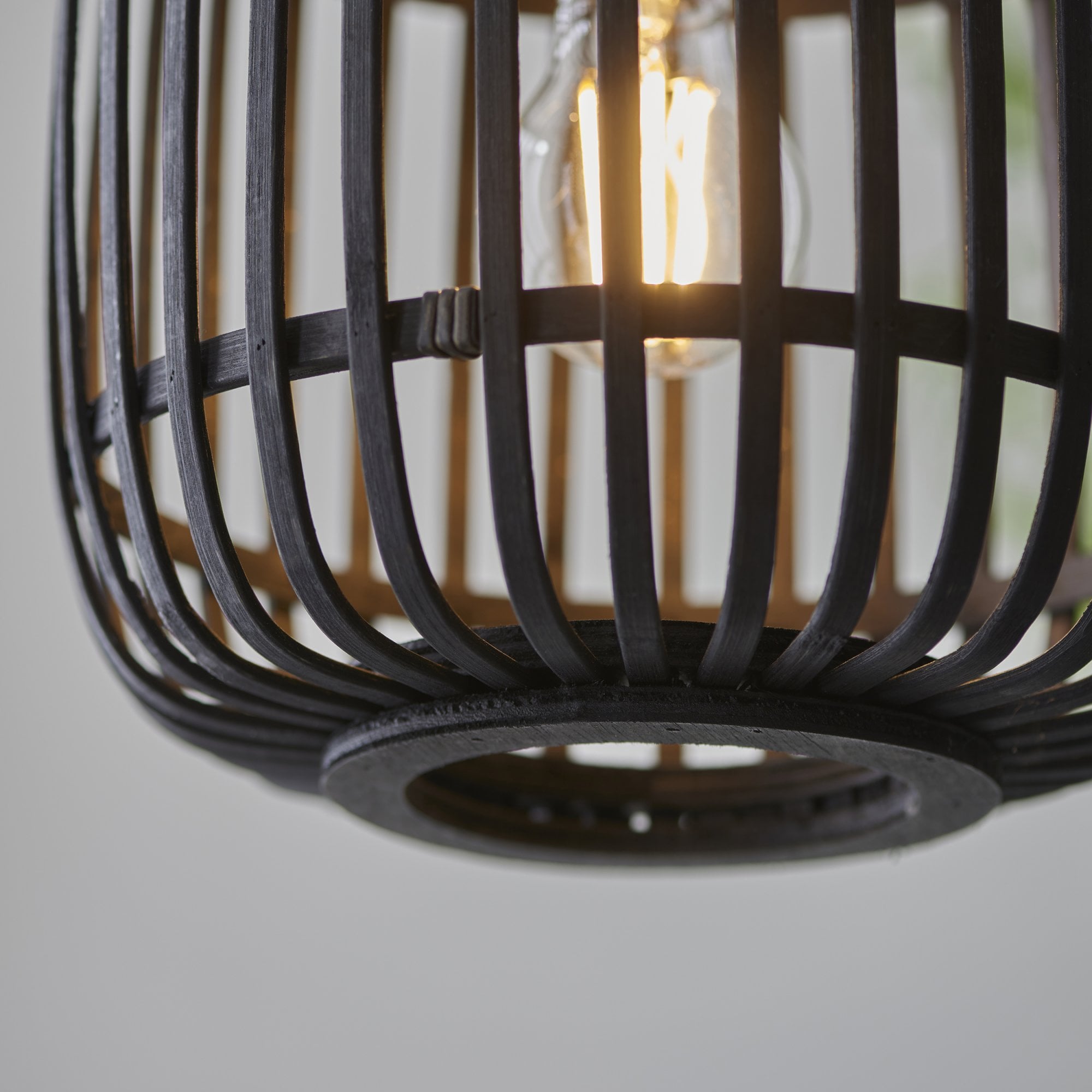 Endon Mathias Bamboo Single Light Pendant - Dark Stained Bamboo