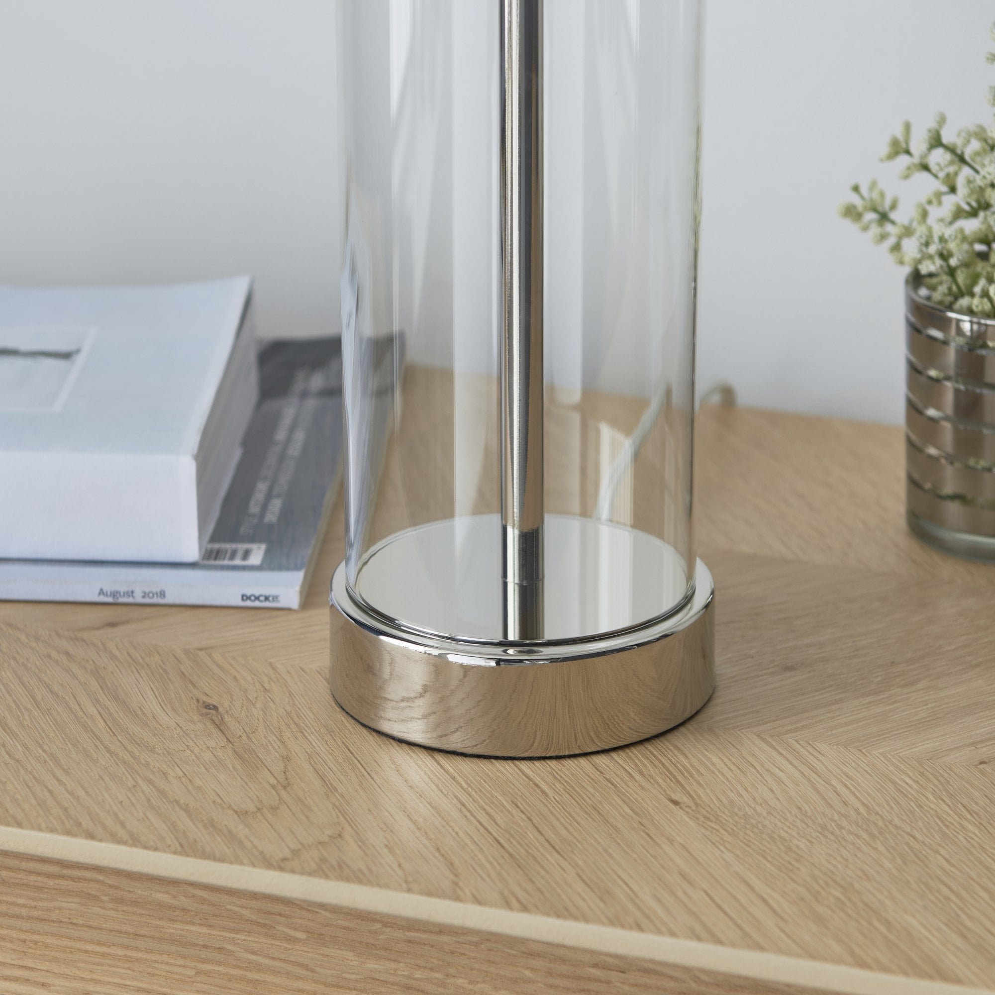 Endon Lessina Small Touch Table Lamp - Vintage White & Bright Nickel