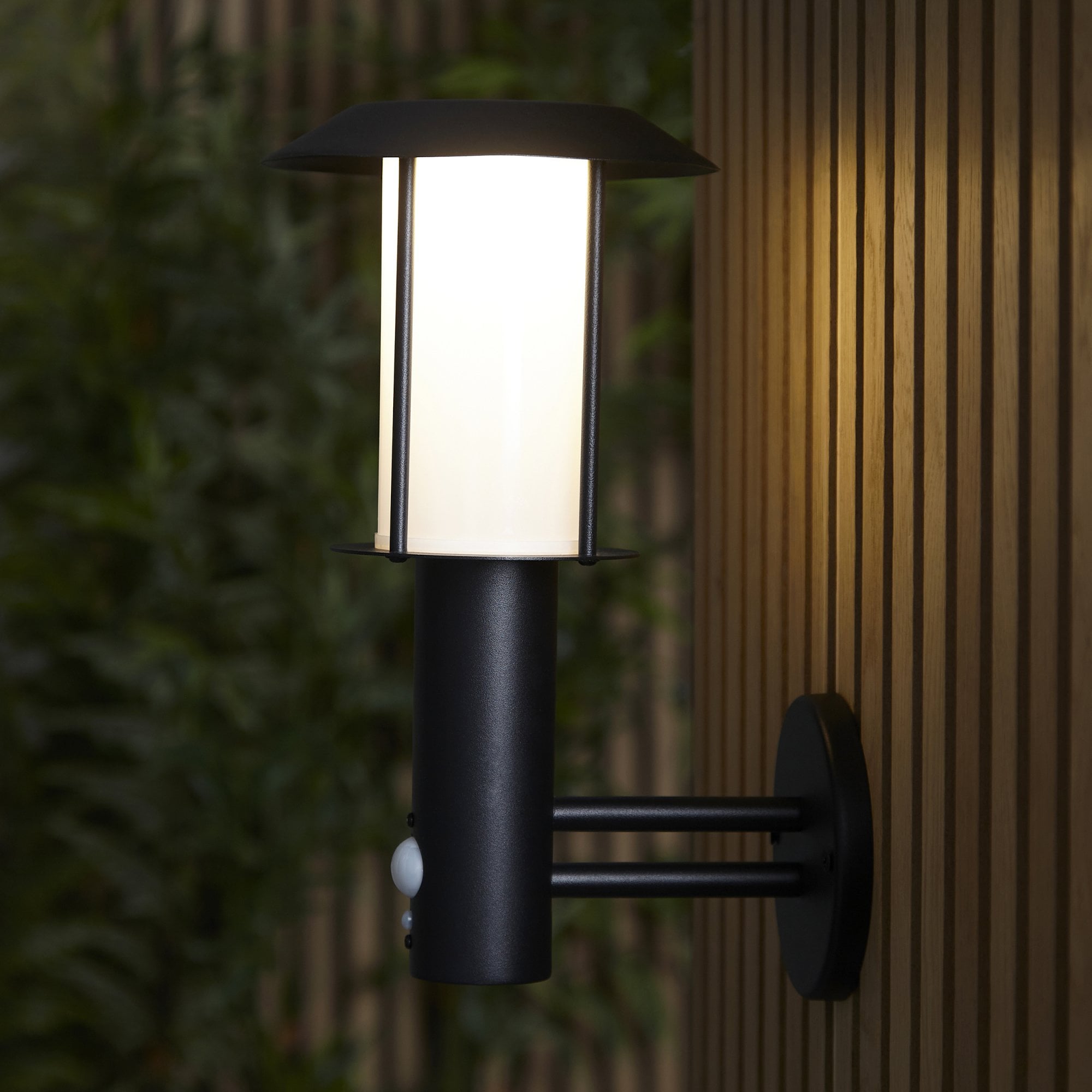 Endon Tarrow IP44 Wall Light, Photocell & PIR - Matt Black