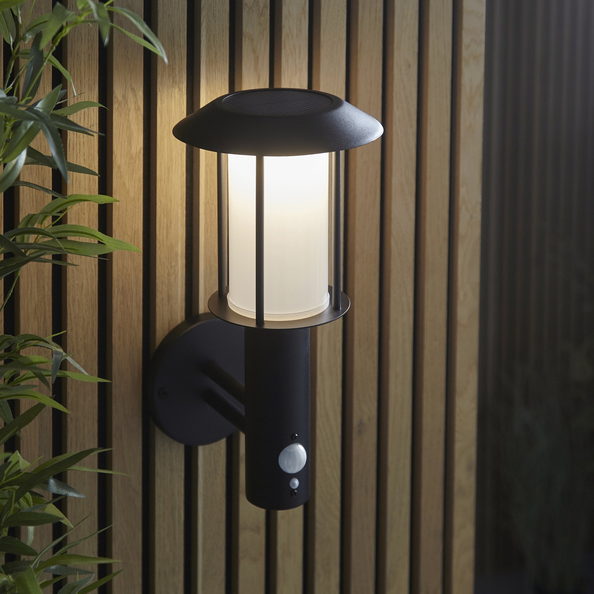 Endon Tarrow IP44 Wall Light, Photocell & PIR - Matt Black