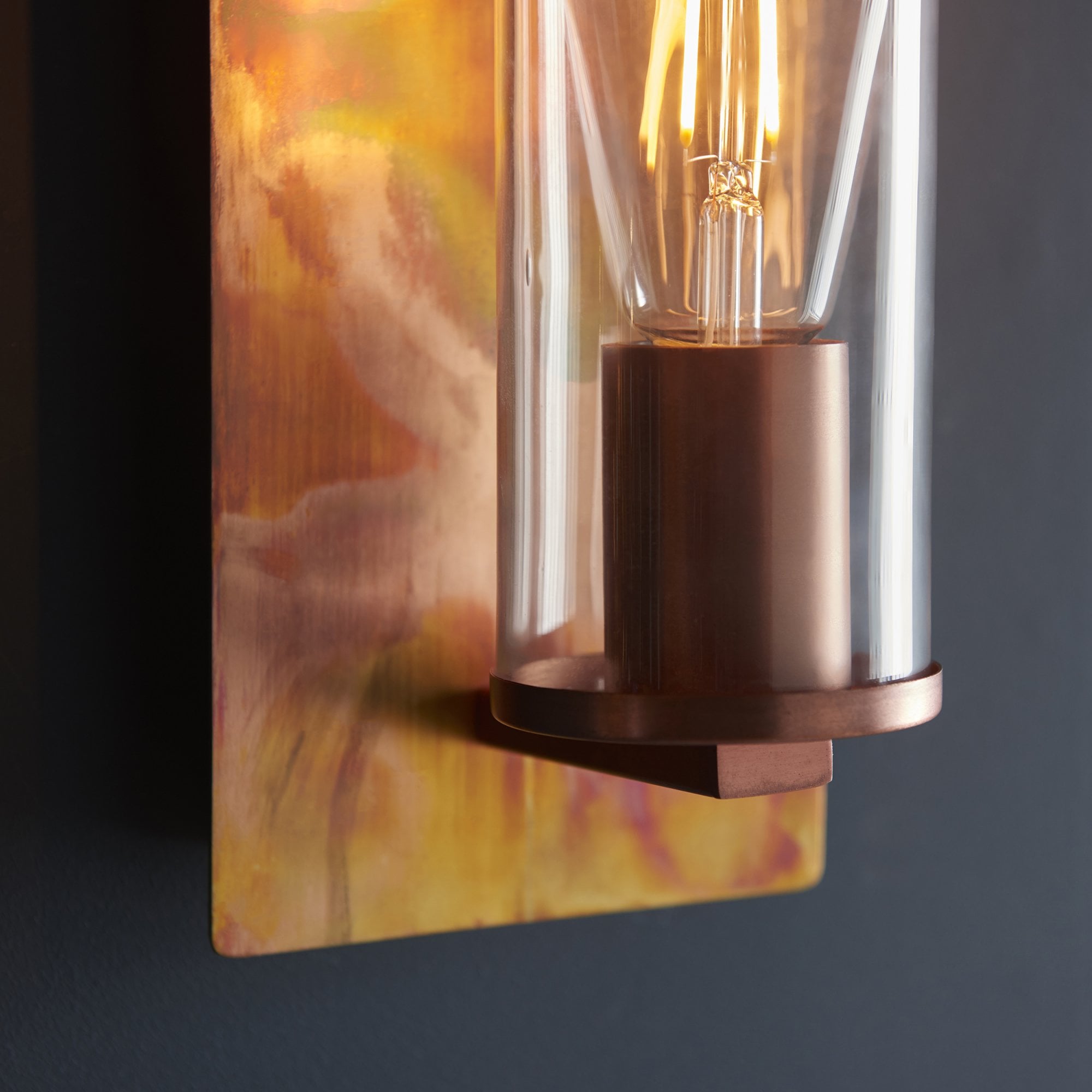 Utopia Swirl Wall Light - Copper Patina And Clear Glass