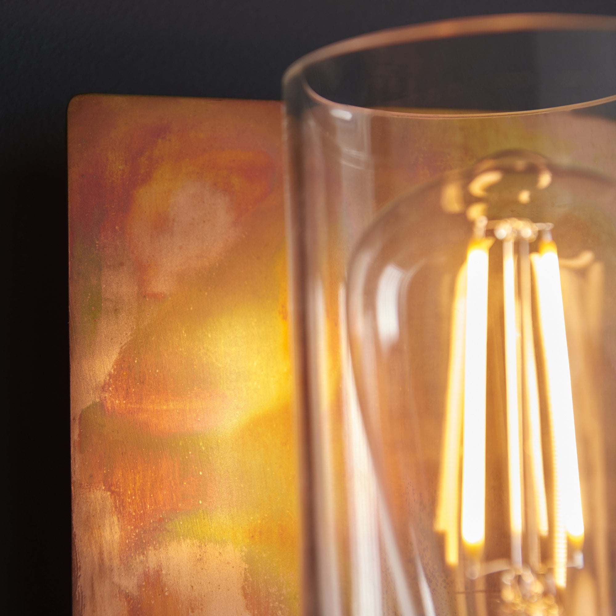 Utopia Swirl Wall Light - Copper Patina And Clear Glass