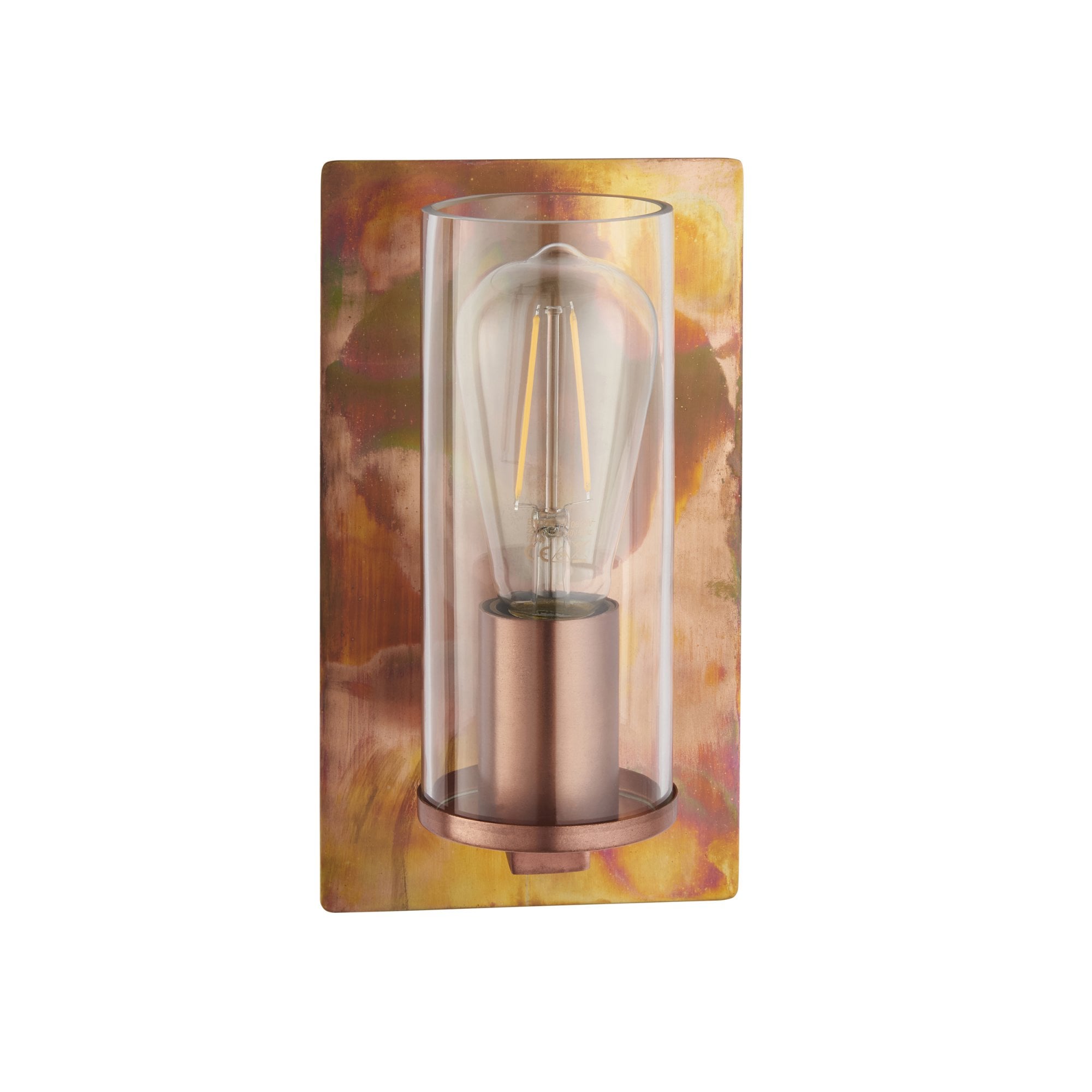 Utopia Swirl Wall Light - Copper Patina And Clear Glass