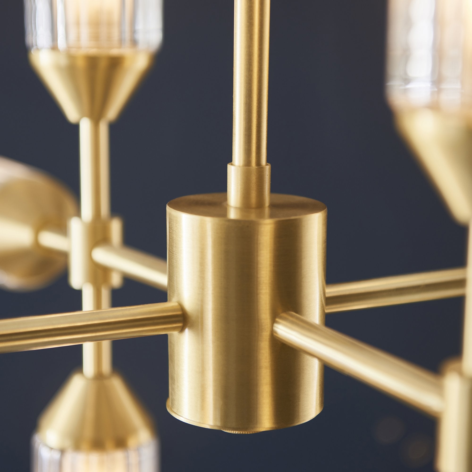 Utopia Matrix 12 Light Pendant Chandelier - Satin Brass - 73cm Diameter