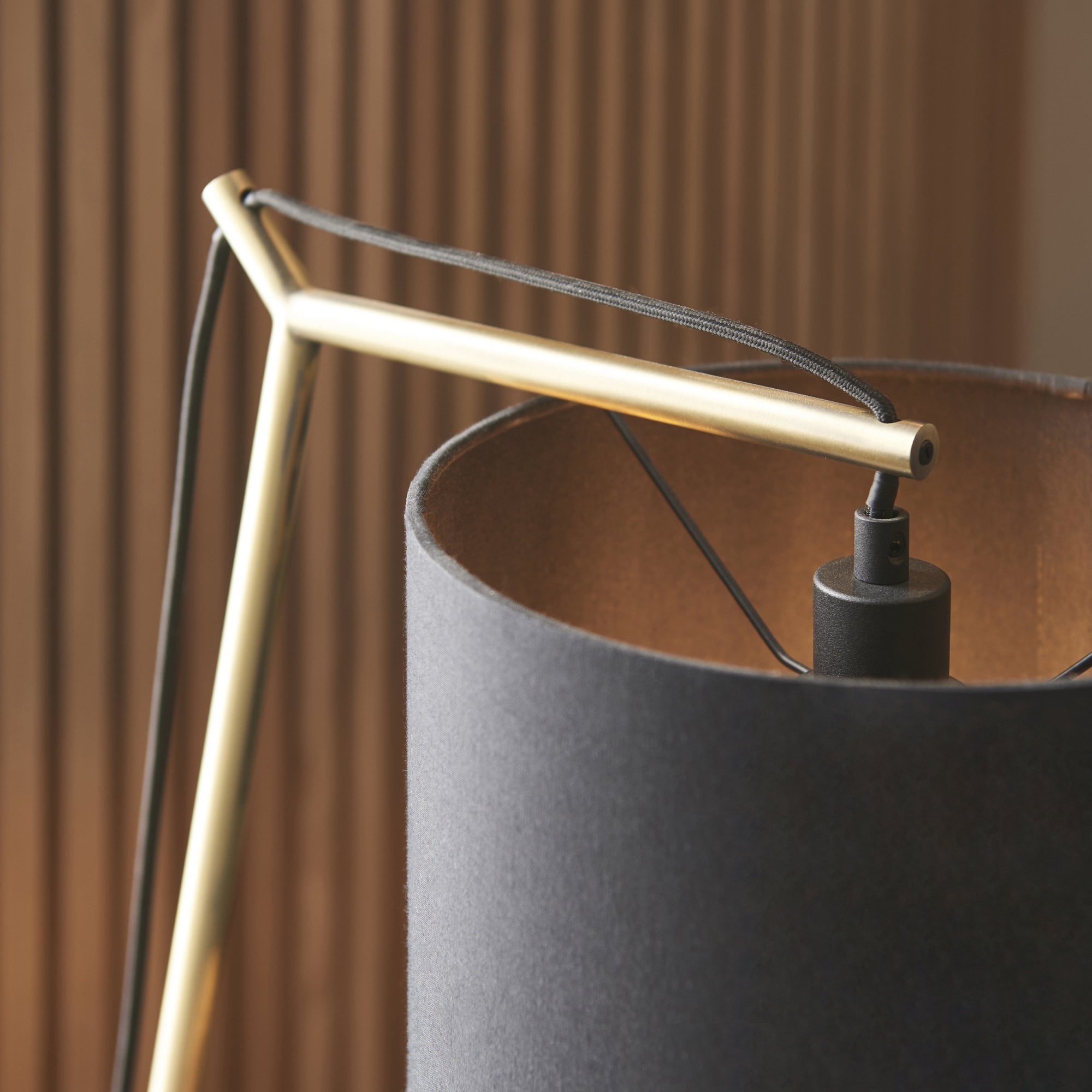 Utopia Point Table Lamp - Matt Brass And Black Shade