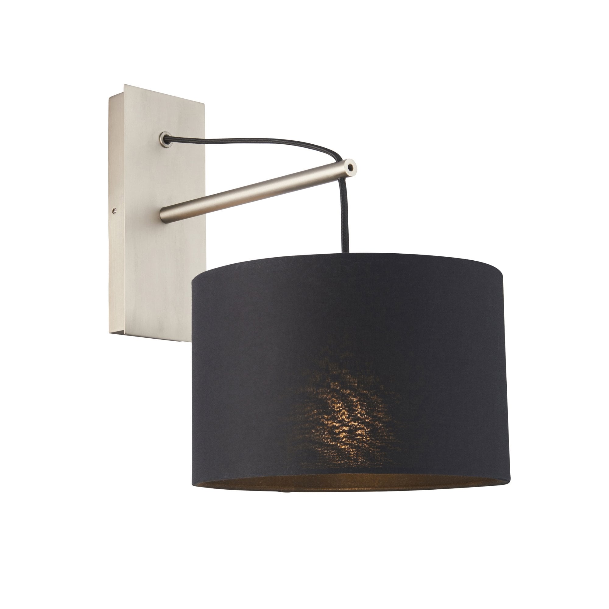 Endon Point Wall Light - Matt Nickel And Black Shade