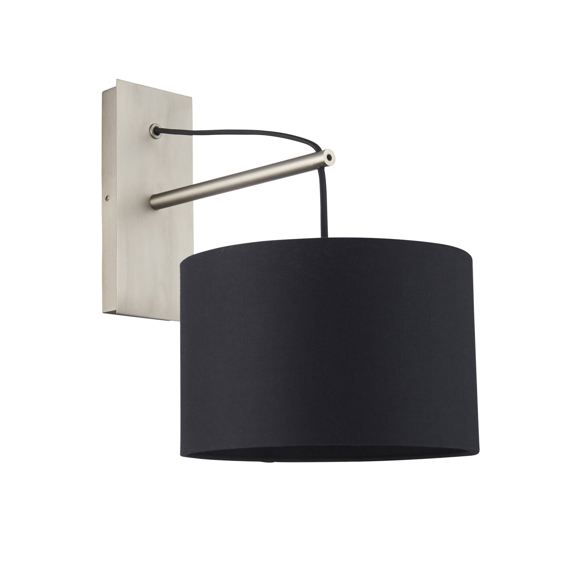 Utopia Point Wall Light - Matt Nickel And Black Shade
