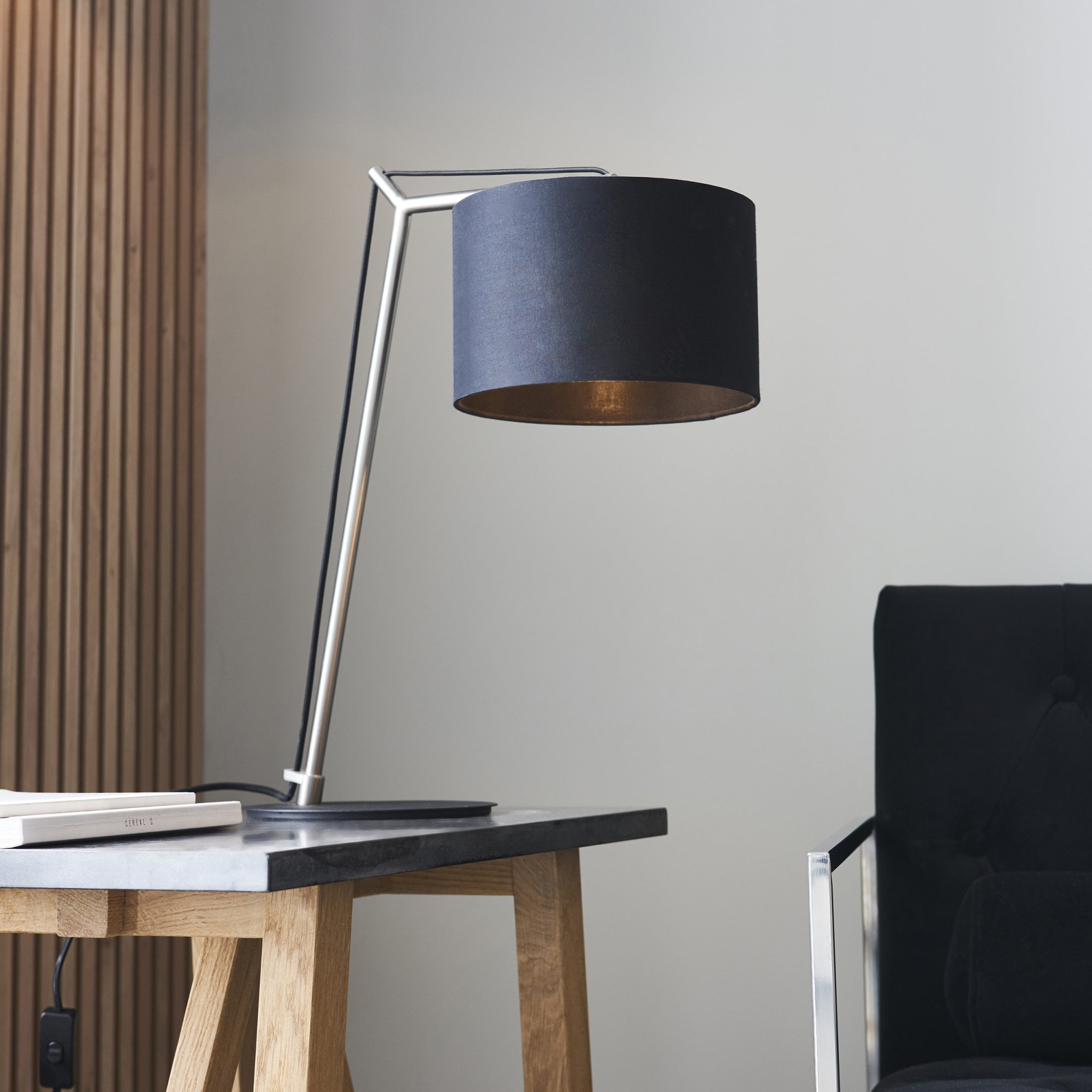 Utopia Point Table Lamp - Matt Nickel And Black Shade