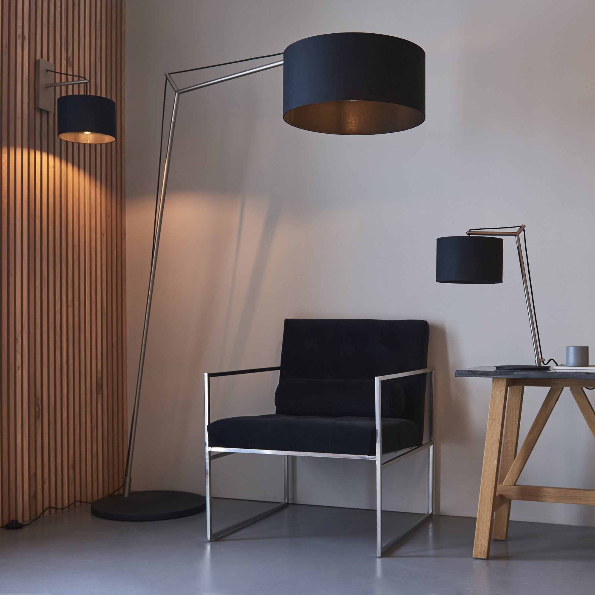 Utopia Point Table Lamp - Matt Nickel And Black Shade