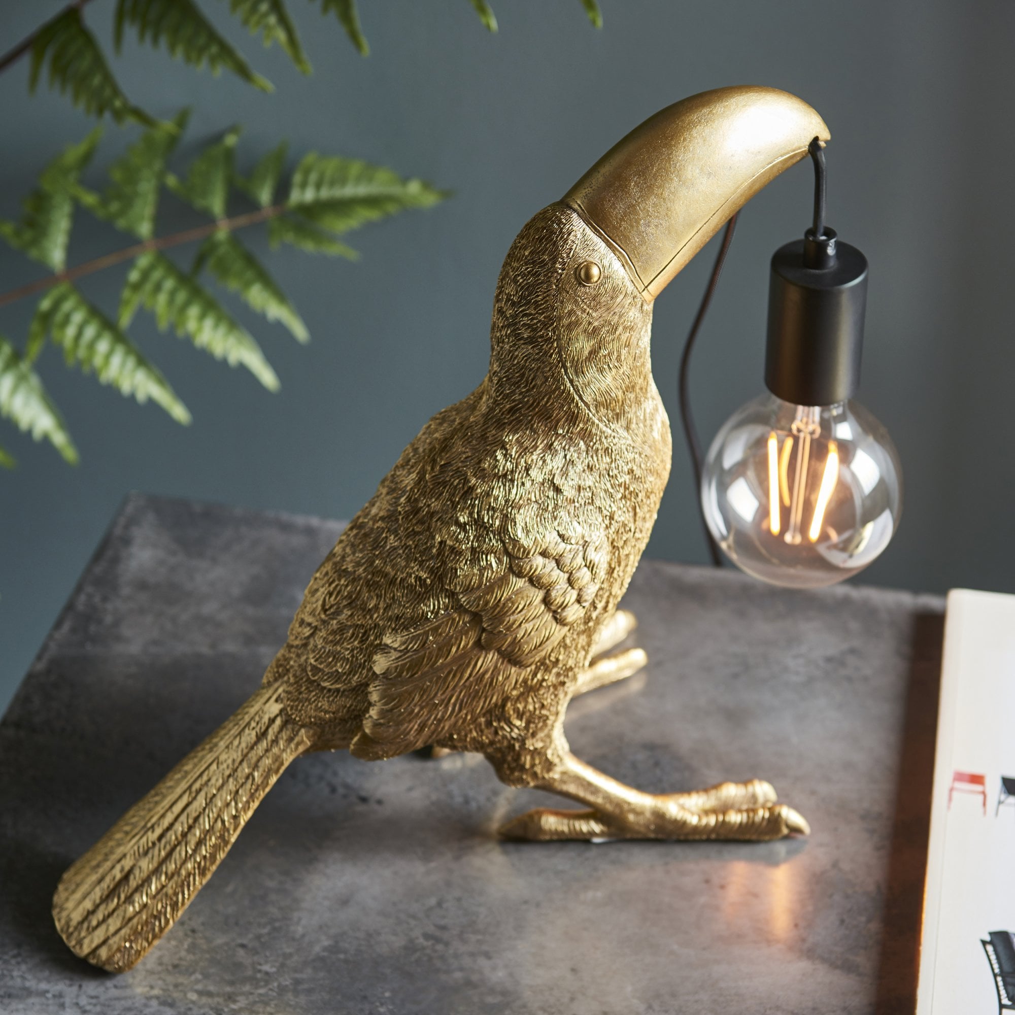 Endon Beaky The Toucan Table Lamp - Vintage Gold