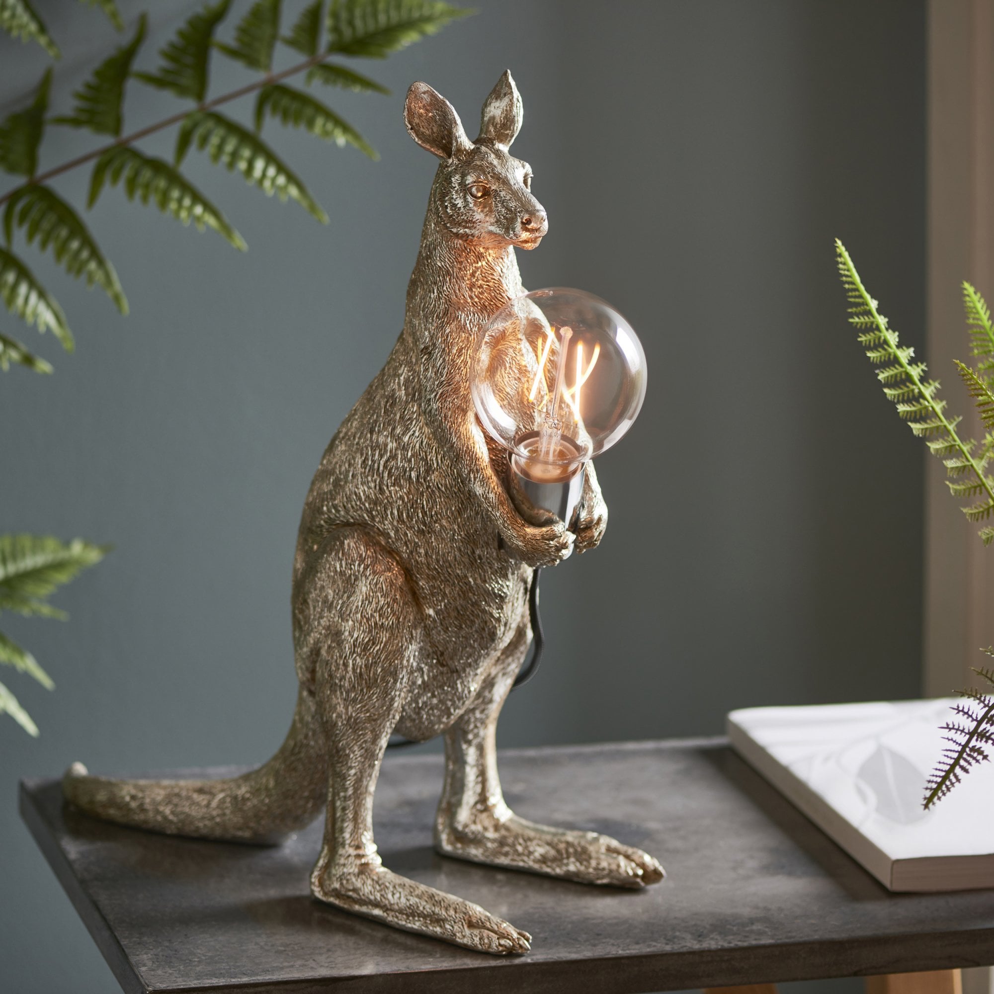 Utopia Skippy The Kangaroo Table Lamp - Vintage Silver