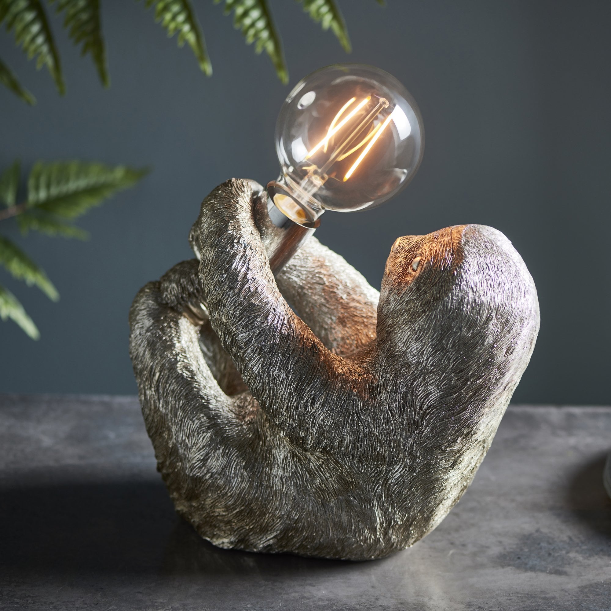 Utopia Sleepy Sloth Table Lamp - Vintage Silver