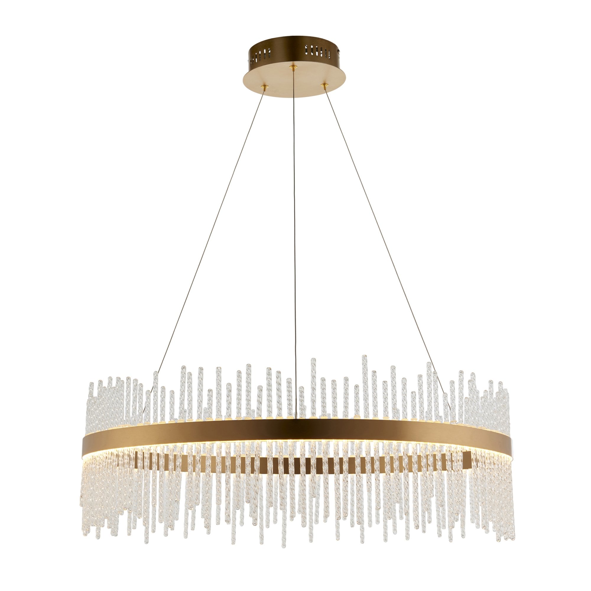 Utopia Twist Large Pendant Chandelier - Gold And Clear Glass - 70cm Diameter