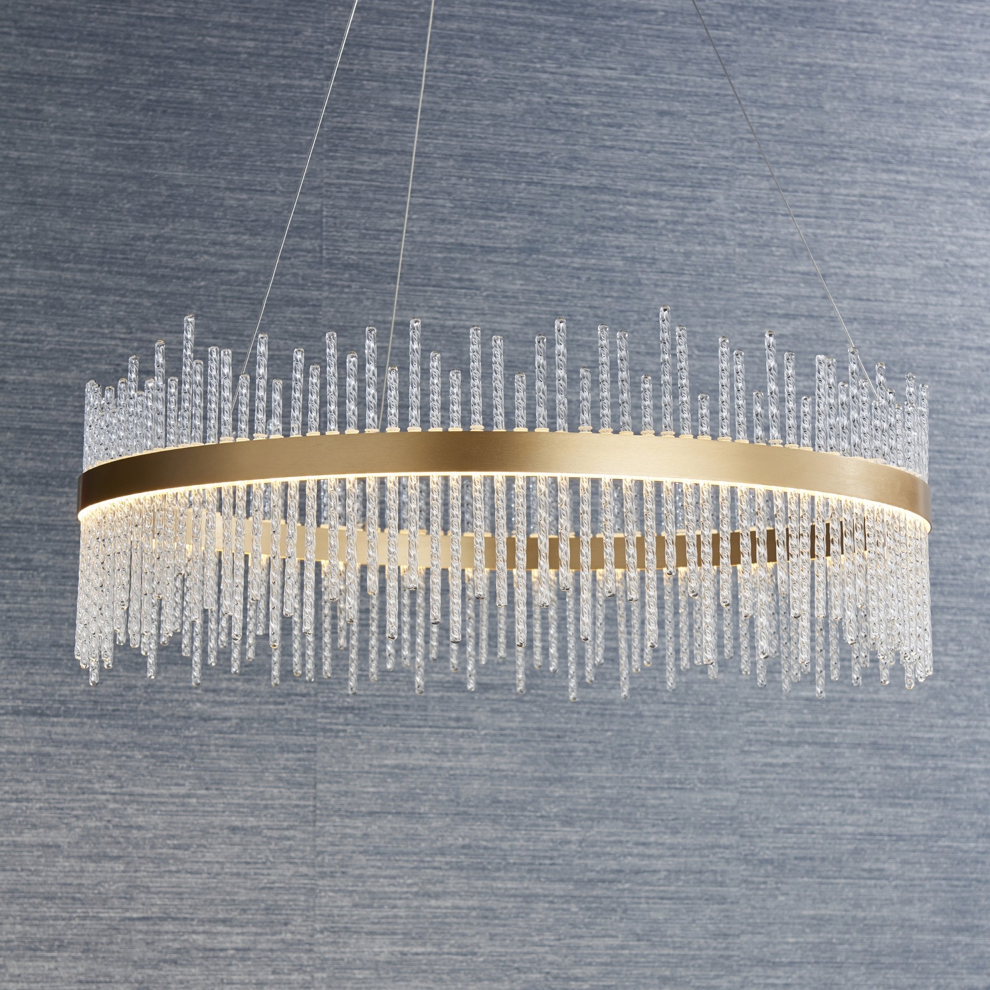 Utopia Twist Large Pendant Chandelier - Gold And Clear Glass - 70cm Diameter