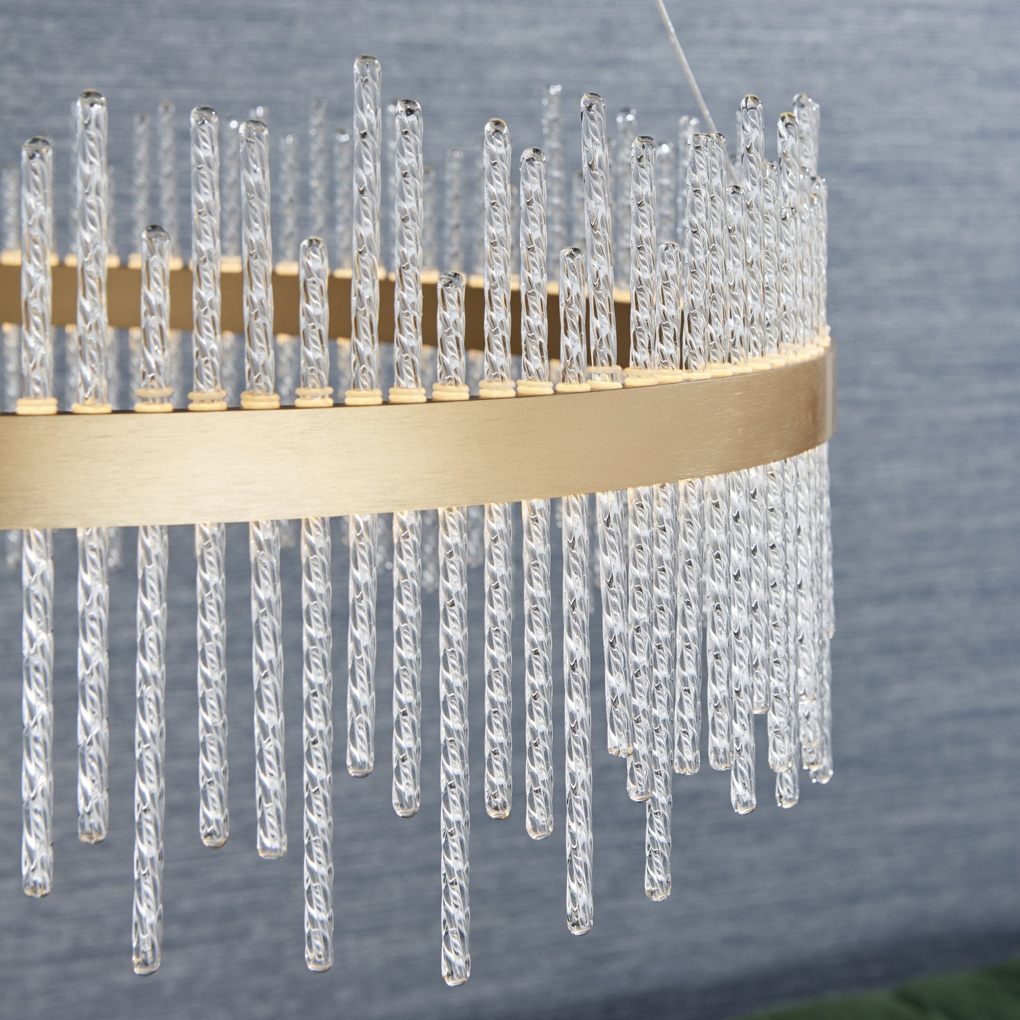 Utopia Twist Large Pendant Chandelier - Gold And Clear Glass - 70cm Diameter