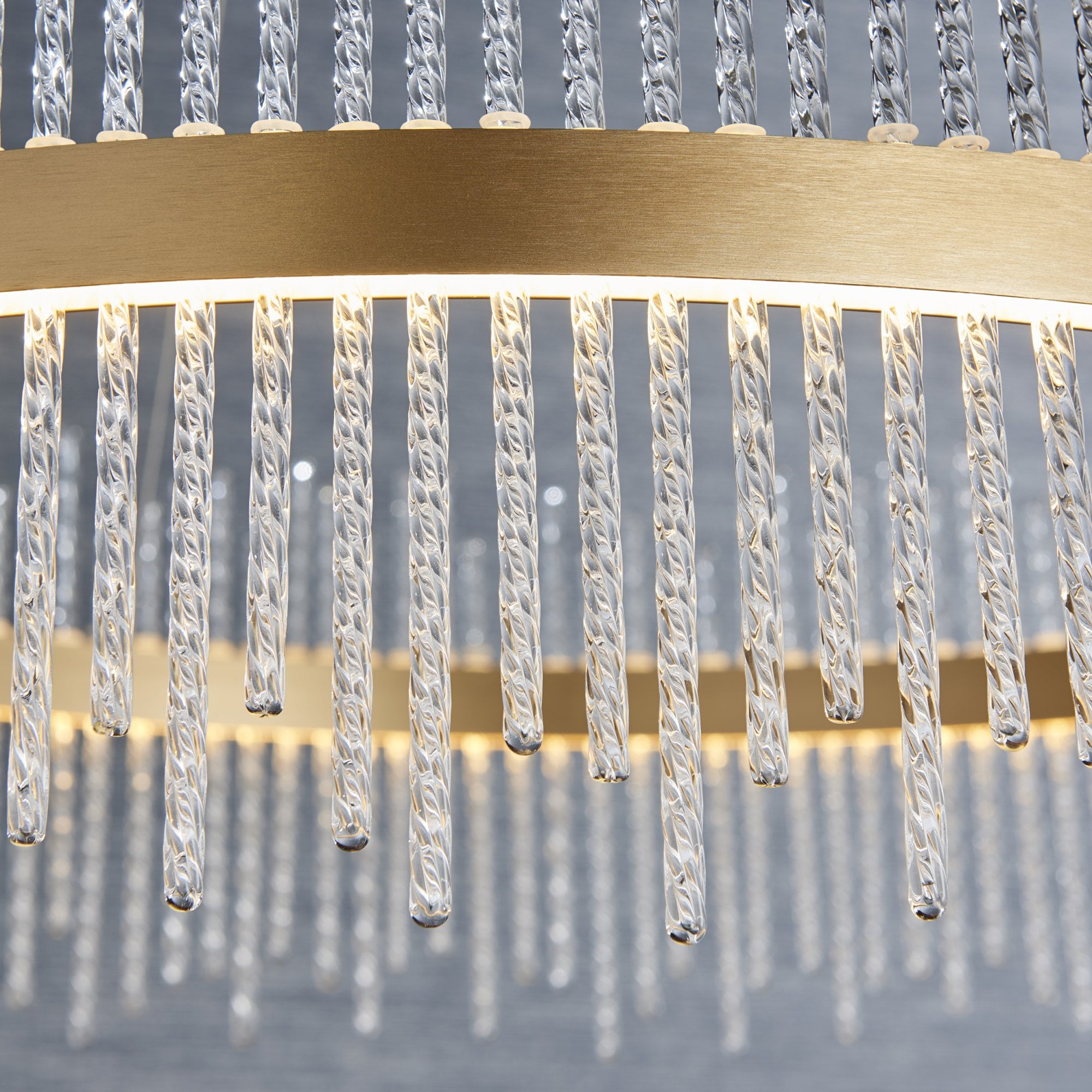 Utopia Twist Large Pendant Chandelier - Gold And Clear Glass - 70cm Diameter