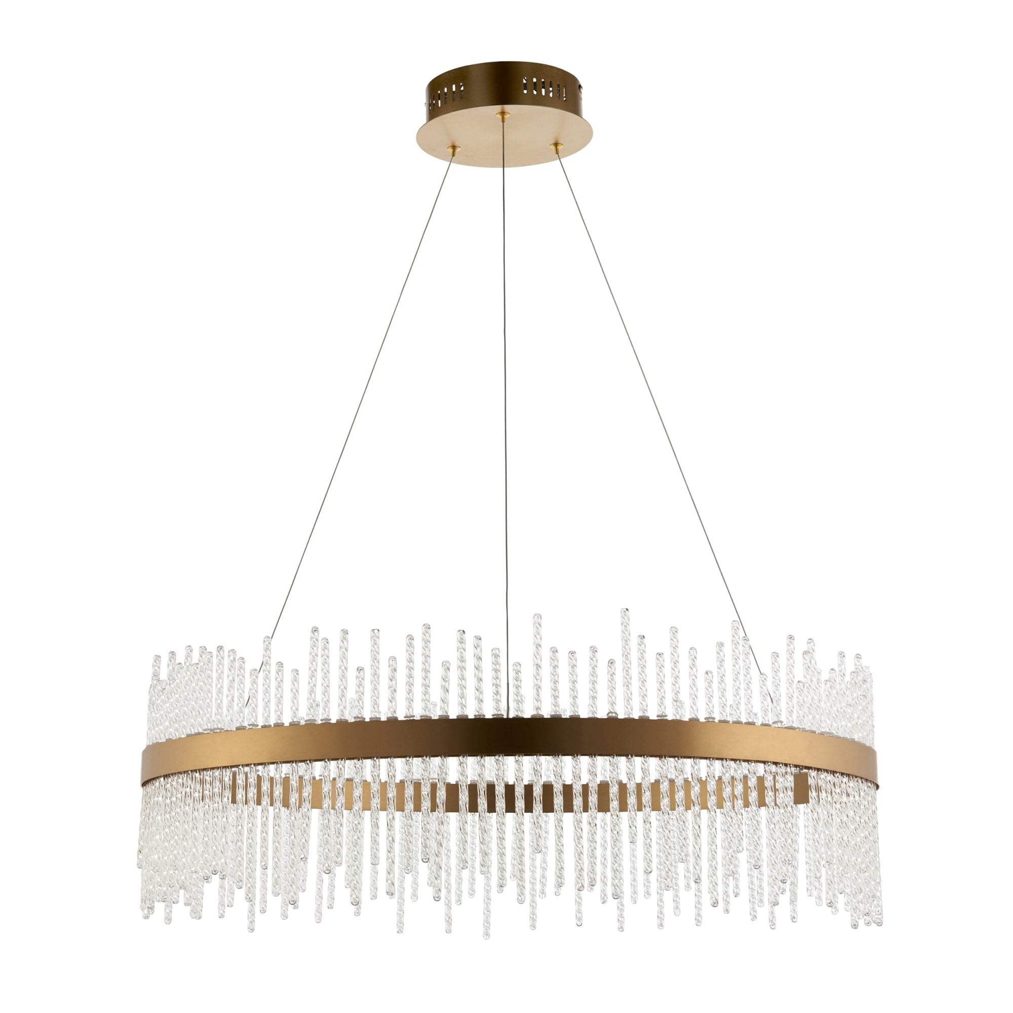 Utopia Twist Large Pendant Chandelier - Gold And Clear Glass - 70cm Diameter