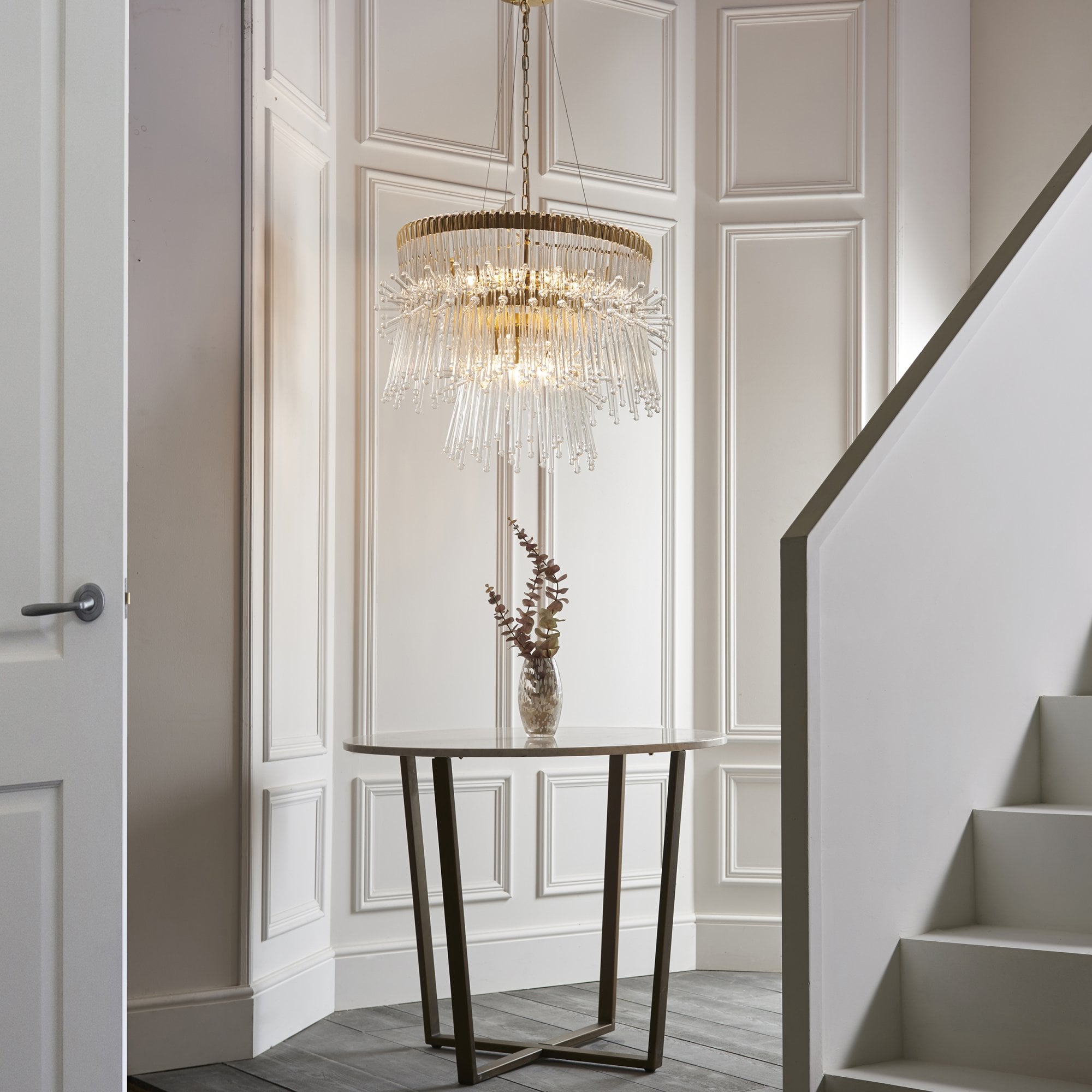 Utopia Glam 9 Light Pendant Chandelier - Polished Gold With Clear Glass - 76cm Diameter