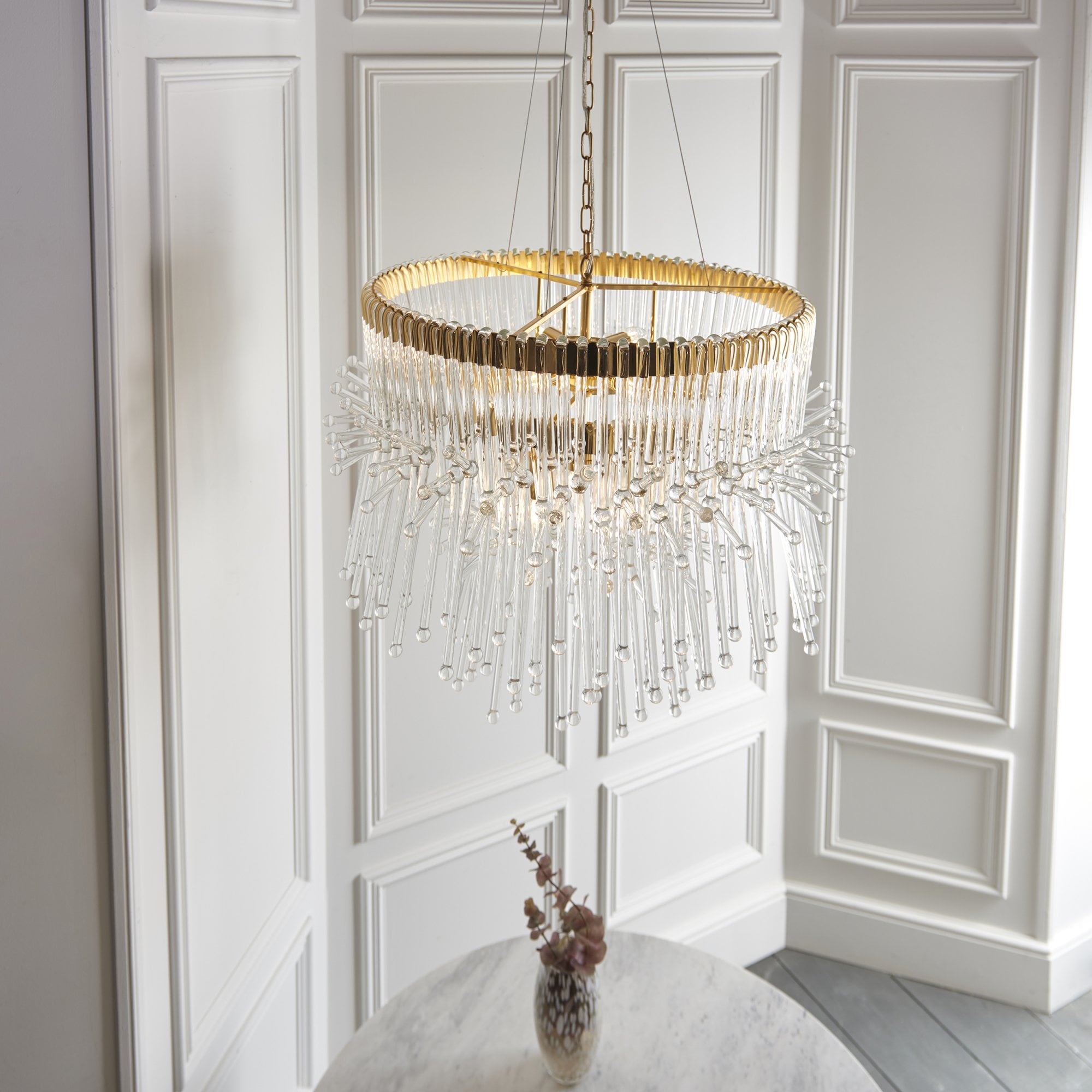 Utopia Glam 9 Light Pendant Chandelier - Polished Gold With Clear Glass - 76cm Diameter