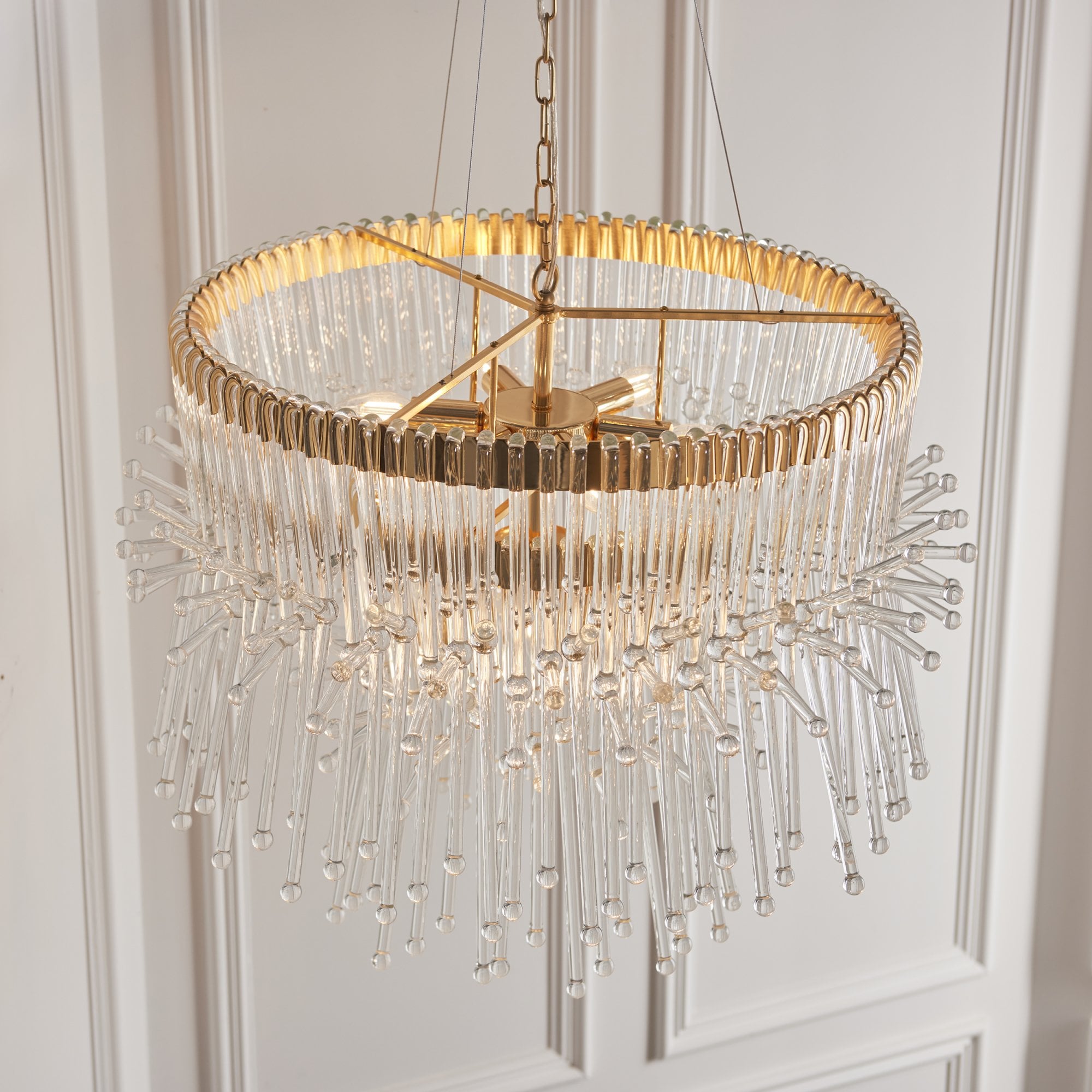 Utopia Glam 9 Light Pendant Chandelier - Polished Gold With Clear Glass - 76cm Diameter