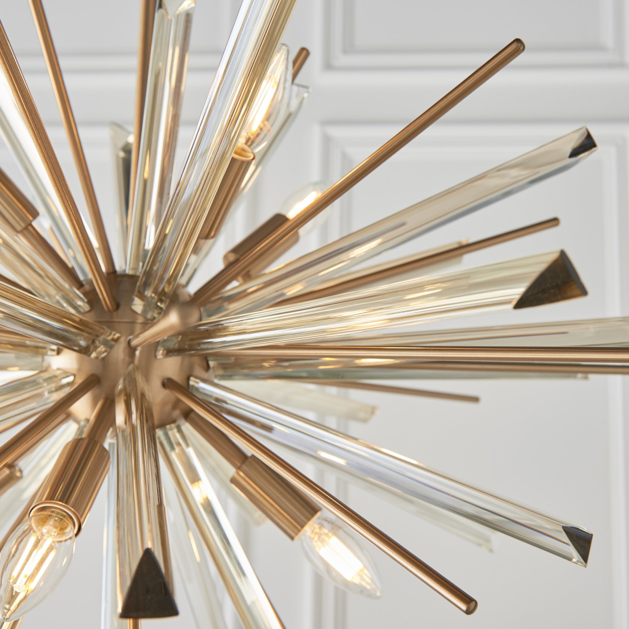 Utopia Spike 8 Light Pendant Chandelier - Antique Brass - 80cm Diameter
