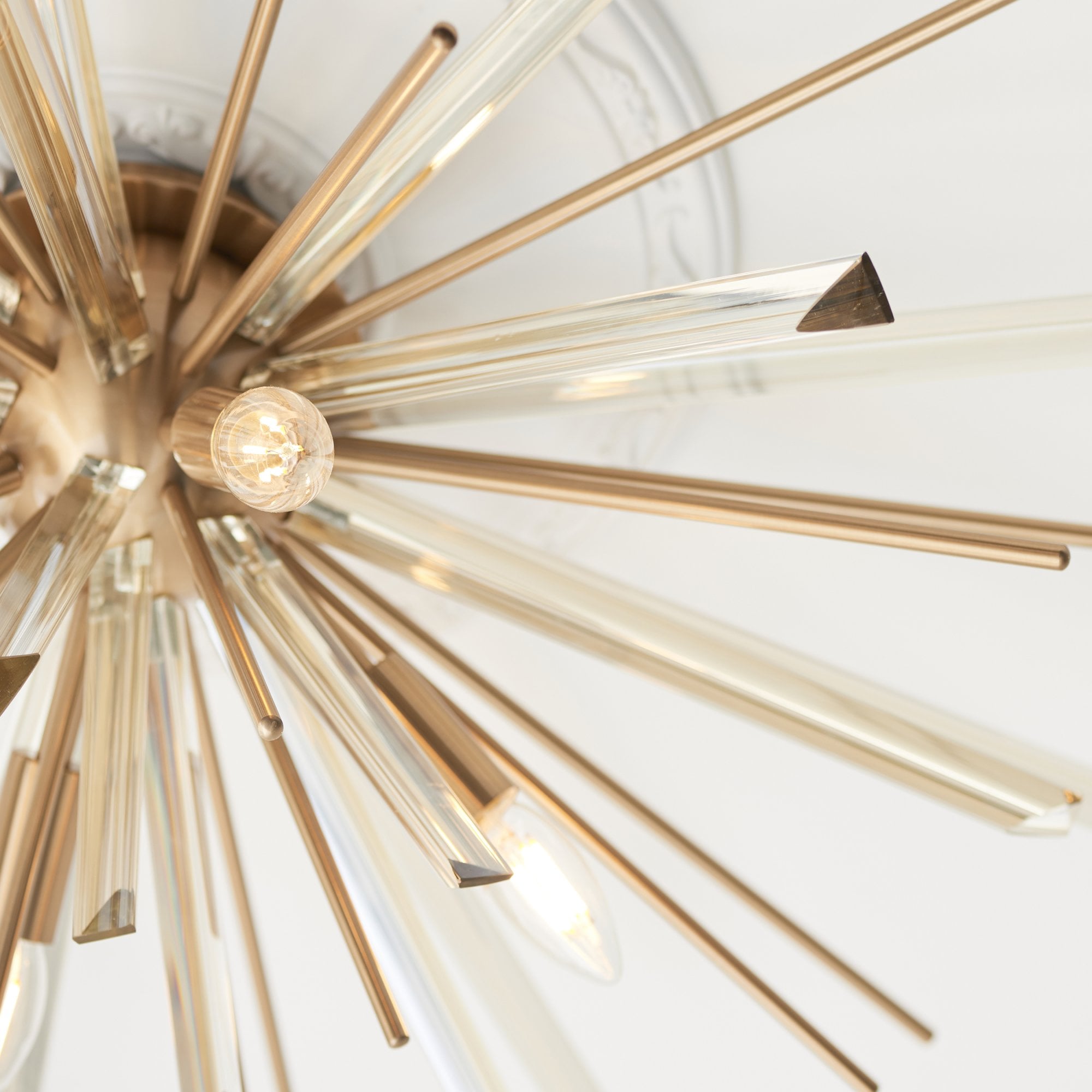Utopia Spike 4 Light Flush Fitting - Antique Brass - 80cm Diameter
