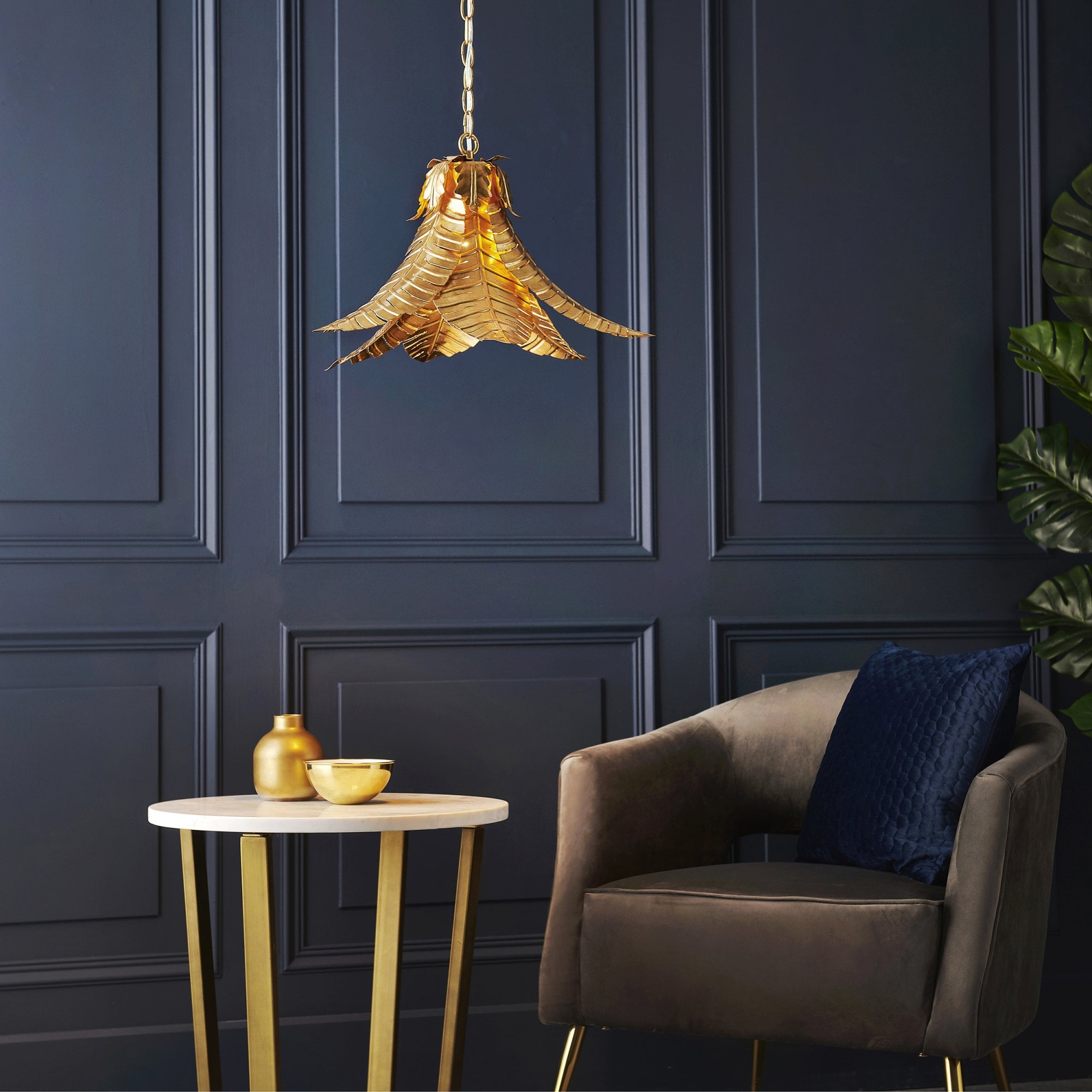 Utopia Tropical Single Pendant - Gold - 48cm Diameter