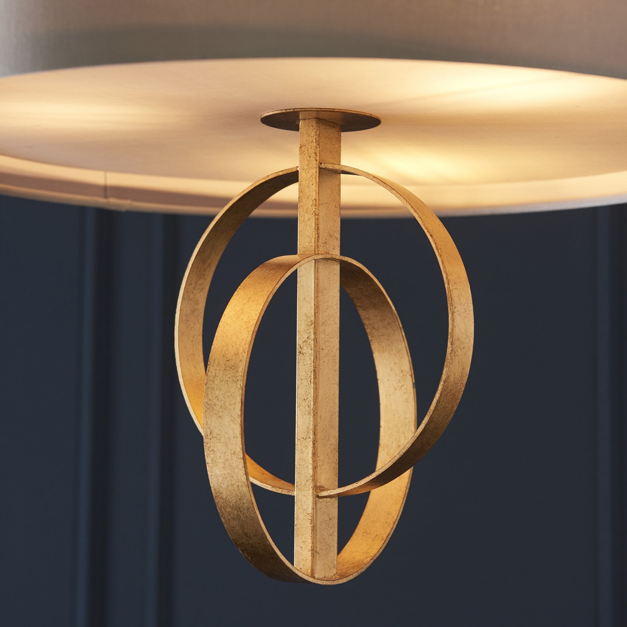 Utopia Interlink 3 Light Pendant - Antique Gold With Mink Shade - 60cm Diameter