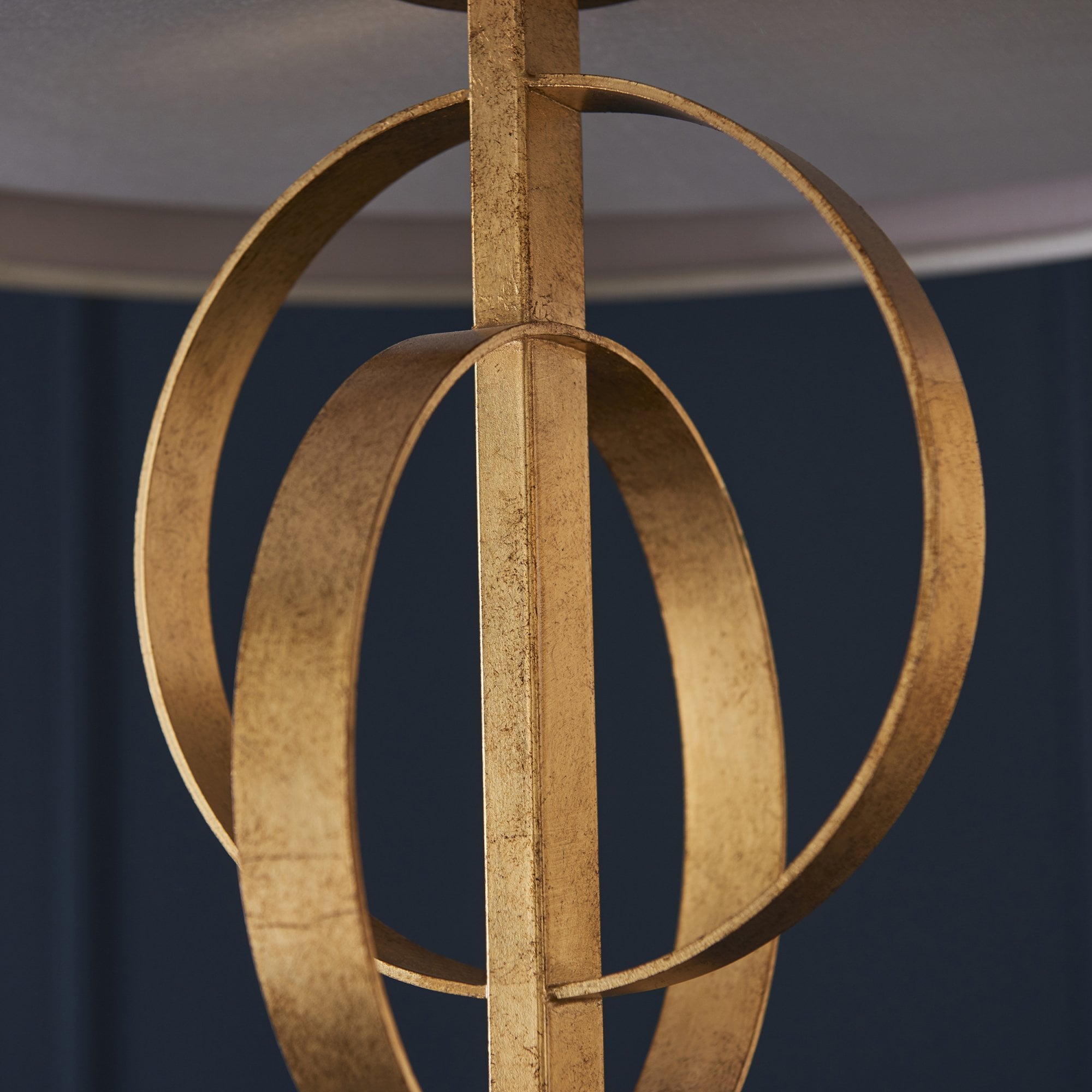 Utopia Interlink 3 Light Pendant - Antique Gold With Mink Shade - 60cm Diameter