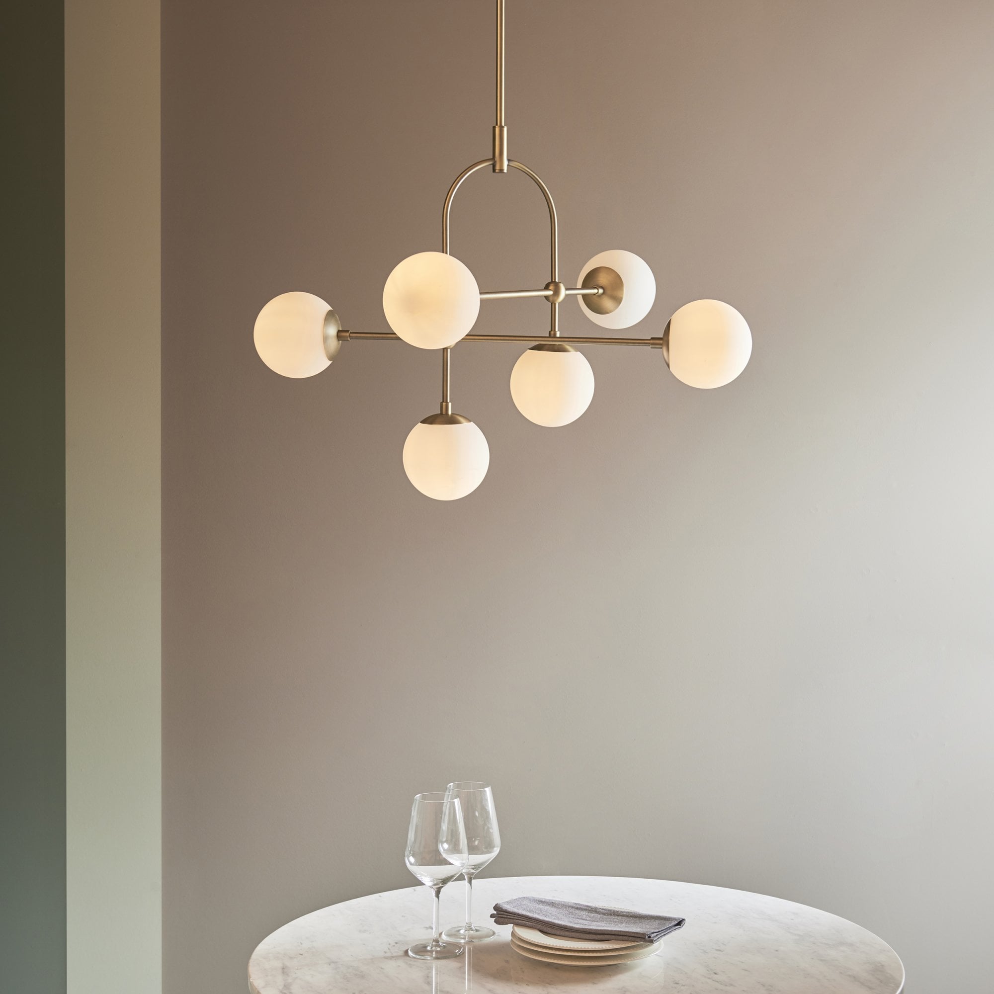 Utopia Sphere 6 Light Semi Flush Fitting - Antique Brass - 86cm Diameter