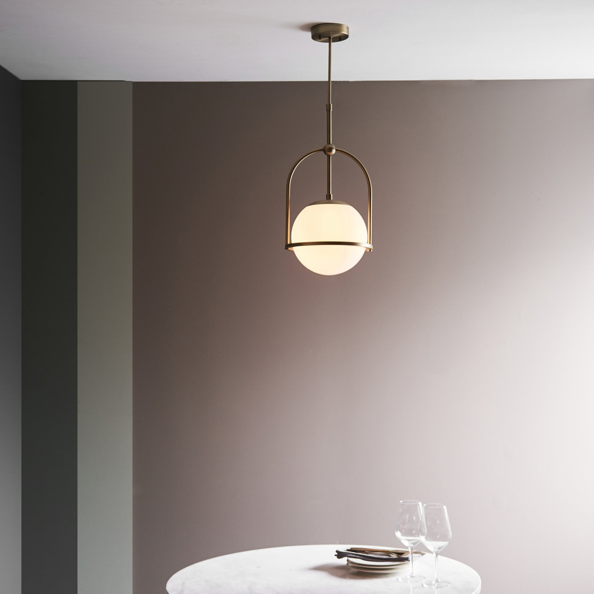 Utopia Sphere Single Pendant - Antique Brass