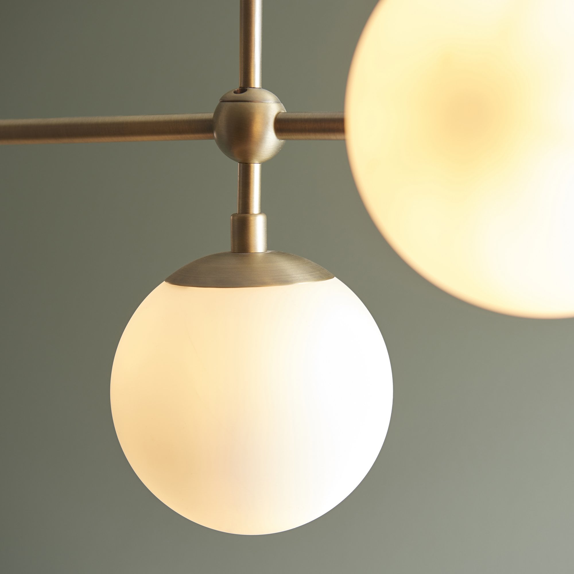 Utopia Sphere 5 Light Linear Pendant - Antique Brass - Length 162cm