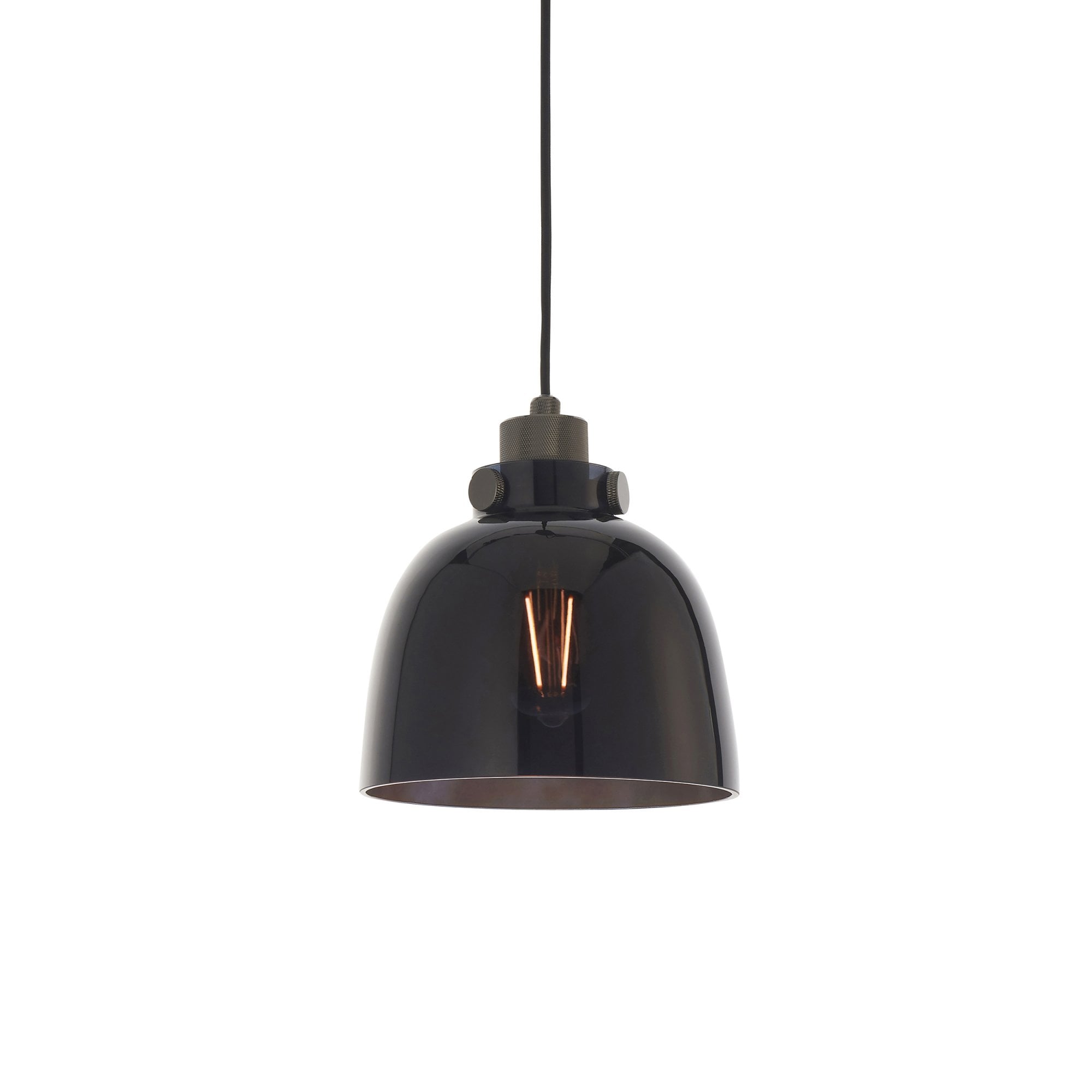 Utopia Metallic Single Pendant - Black Chrome With Black Tinted Glass