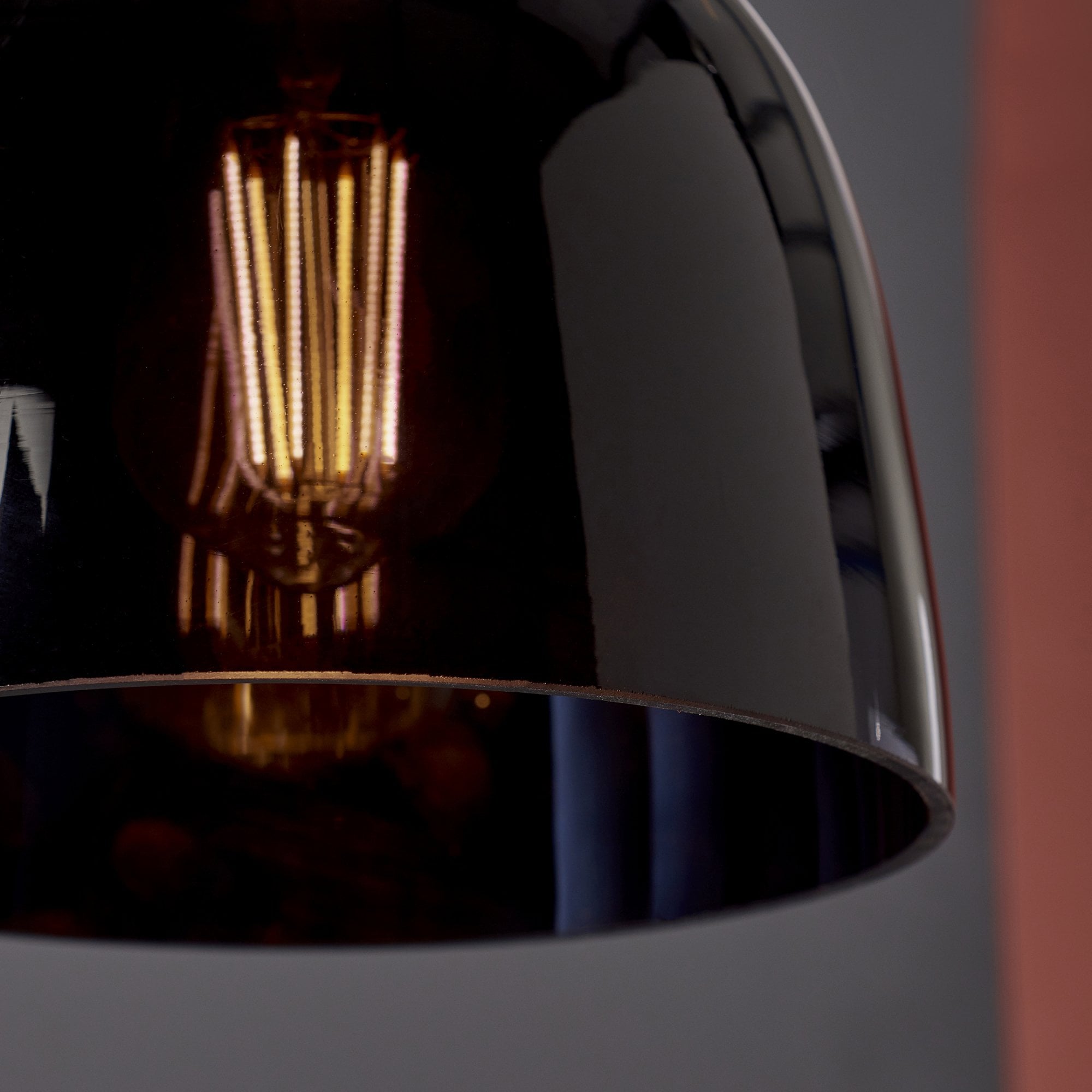 Utopia Metallic Single Pendant - Black Chrome With Black Tinted Glass
